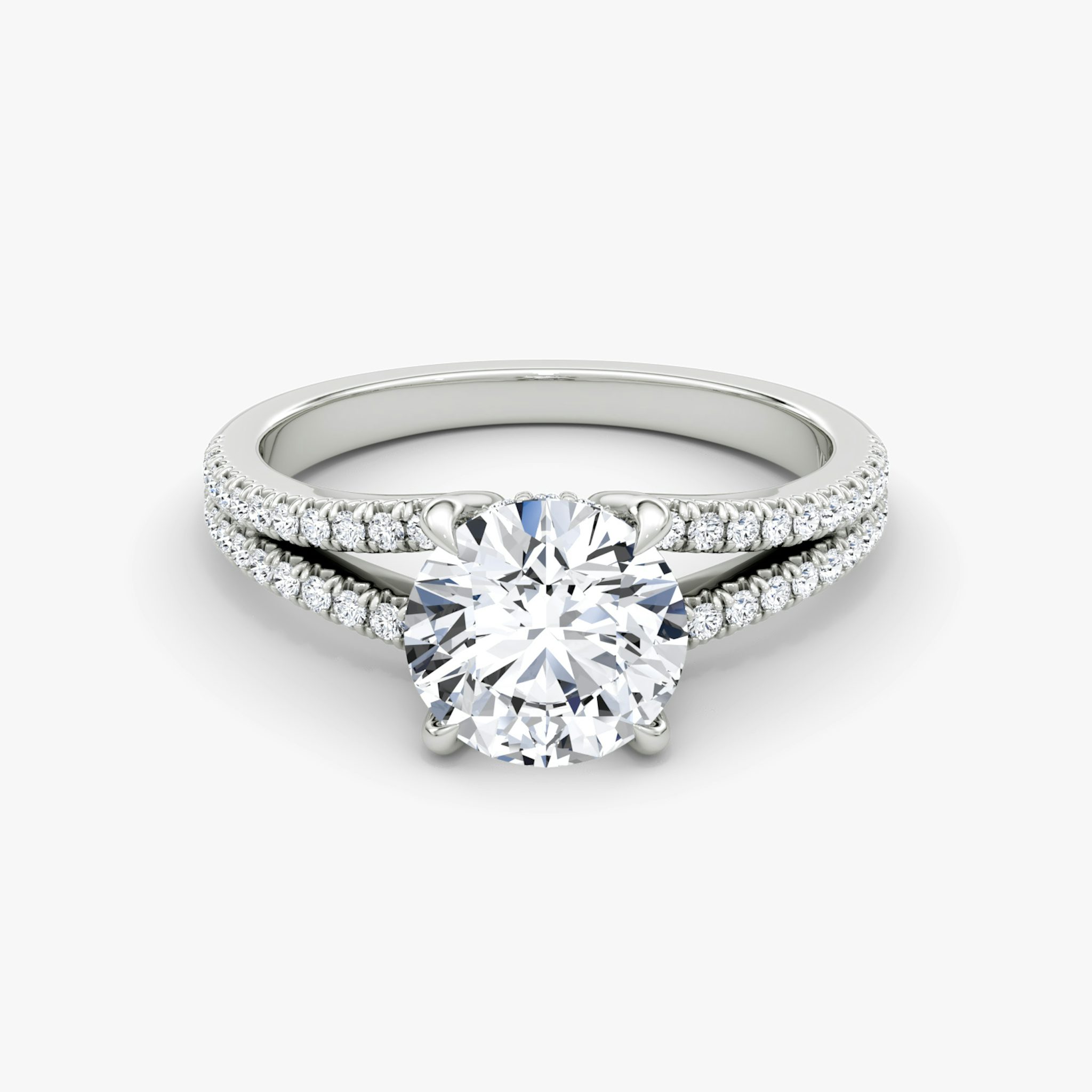 The Floating Split Band | Round Brilliant | Platinum | bandAccent: Pavé | caratWeight: other | diamondOrientation: vertical