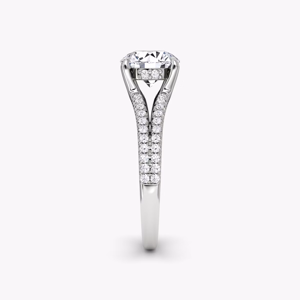 The Floating Split Band | Round Brilliant | Platinum | bandAccent: Pavé | caratWeight: 1.5ct | diamondOrientation: vertical