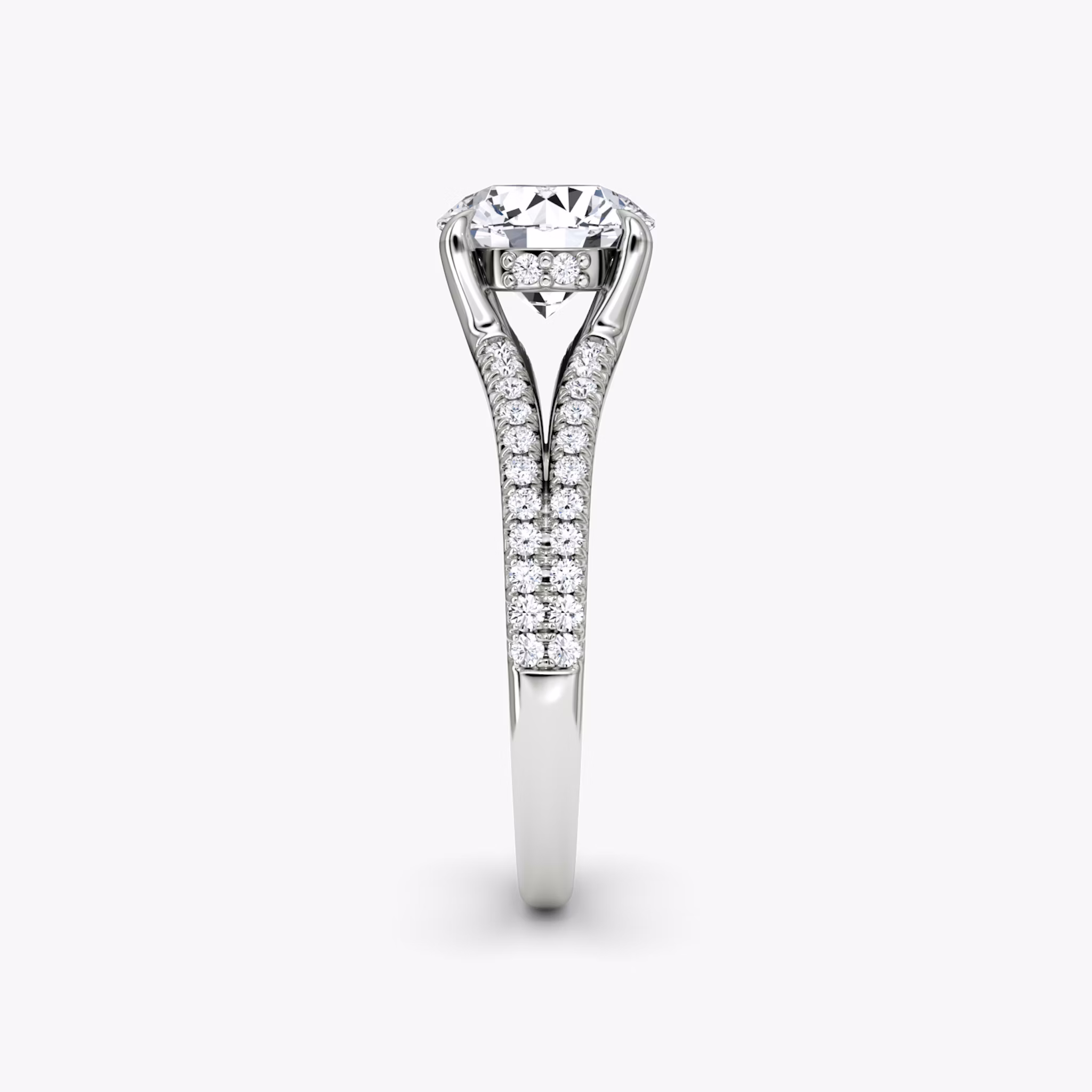 The Floating Split Band | Round Brilliant | Platinum | bandAccent: Pavé | caratWeight: other | diamondOrientation: vertical