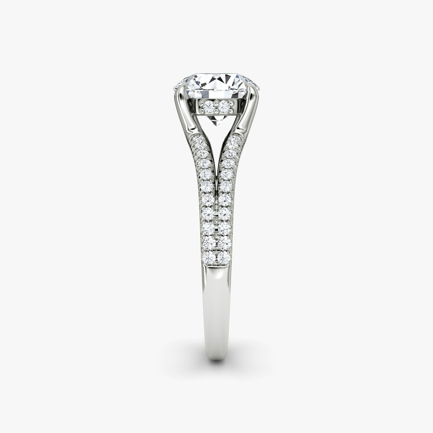 The Floating Split Band | Round Brilliant | 18k | White Gold | bandAccent: Pavé | caratWeight: 1.0ct | diamondOrientation: vertical