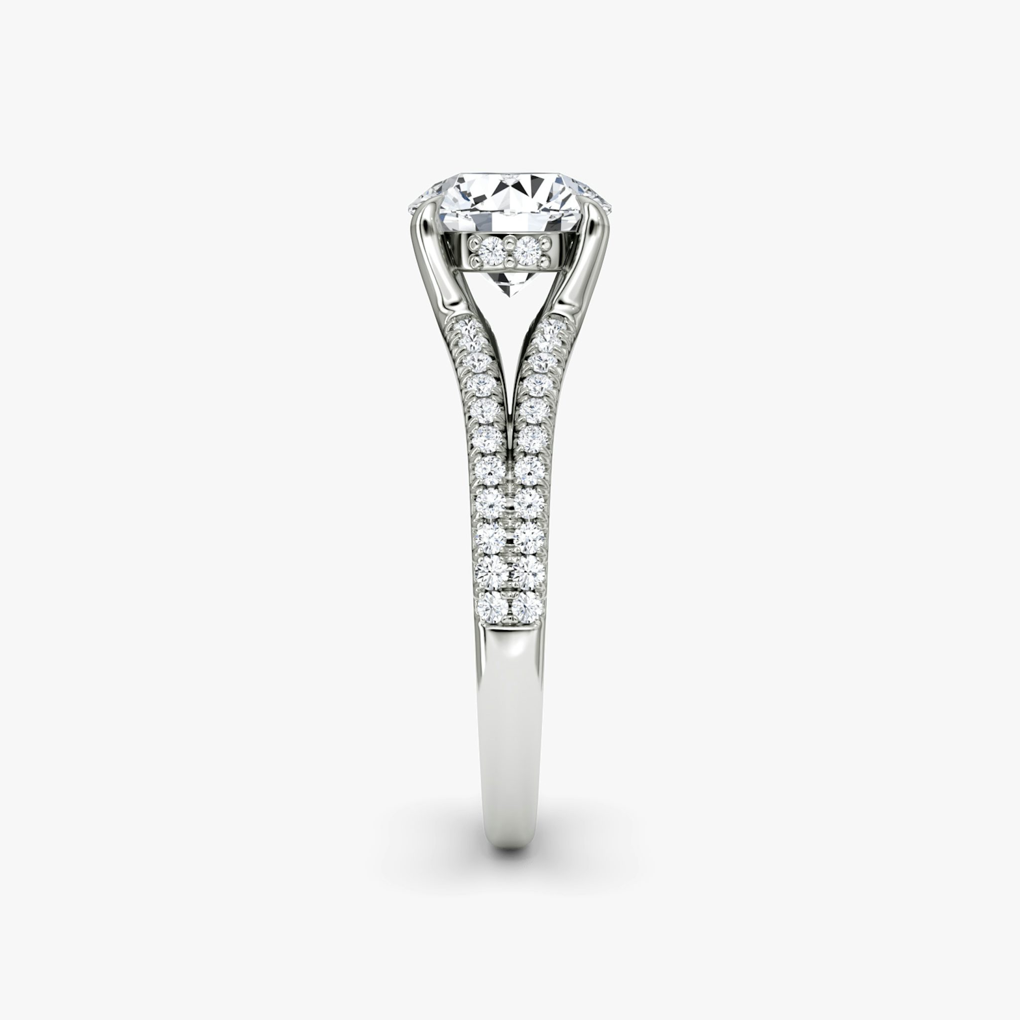The Floating Split Band | Round Brilliant | Platinum | bandAccent: Pavé | caratWeight: other | diamondOrientation: vertical