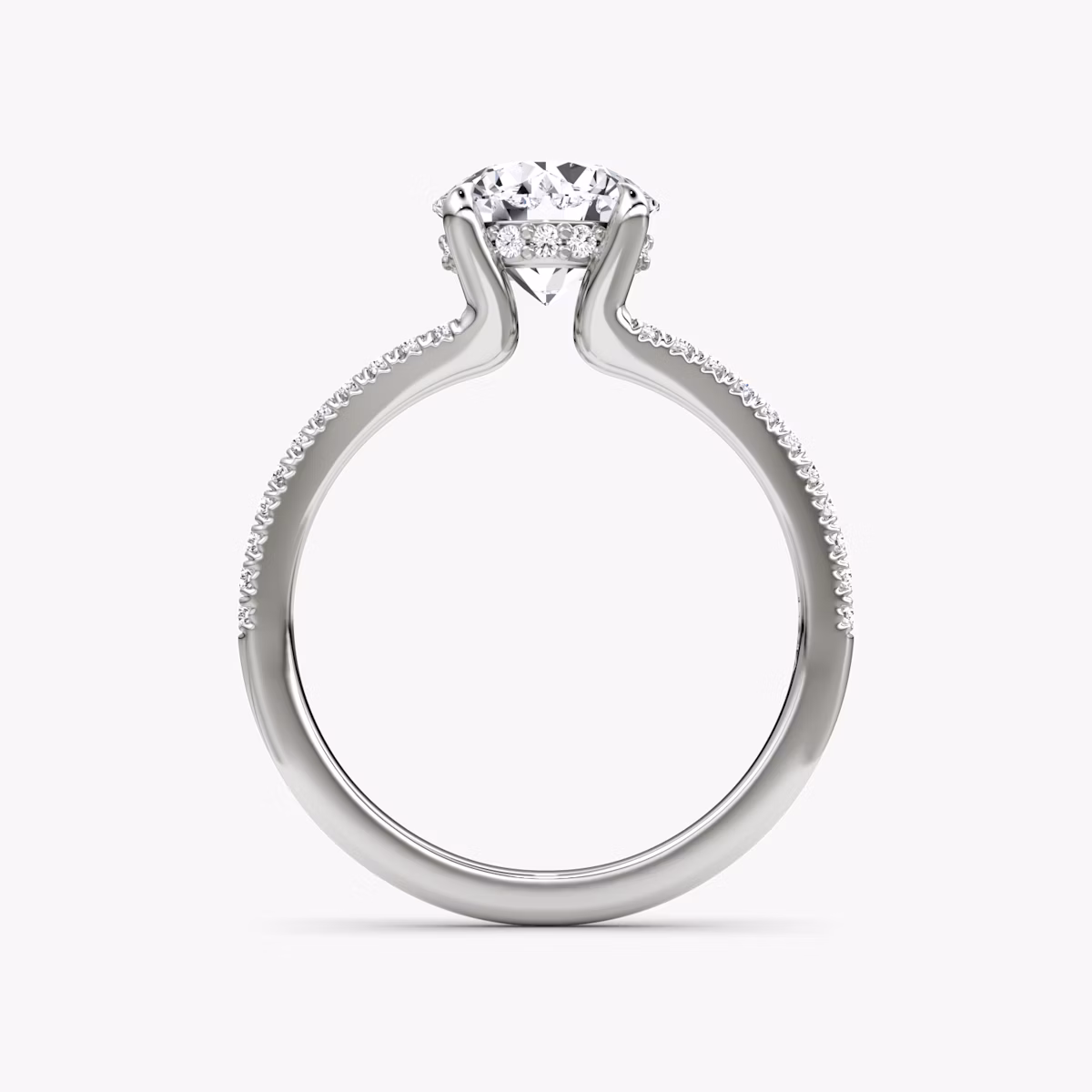 The Floating Split Band | Round Brilliant | Platinum | bandAccent: Pavé | caratWeight: 1.5ct | diamondOrientation: vertical