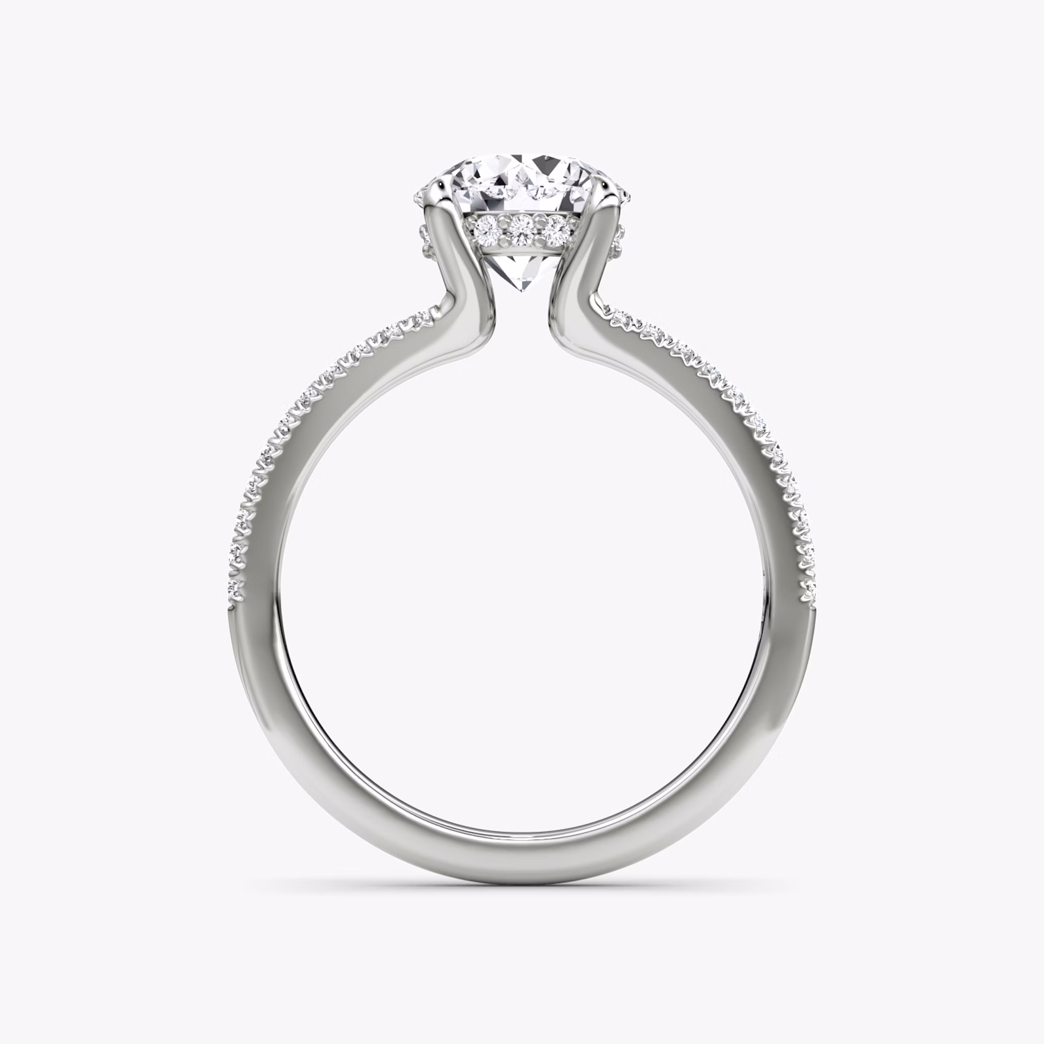 The Floating Split Band | Round Brilliant | Platinum | bandAccent: Pavé | caratWeight: other | diamondOrientation: vertical