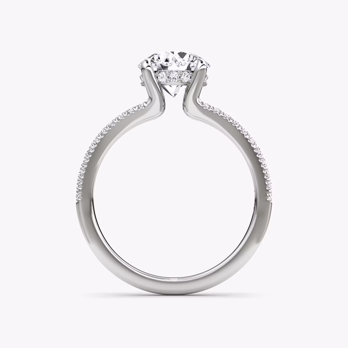 The Floating Split Band | Round Brilliant | 18k | White Gold | bandAccent: Pavé | caratWeight: 1.0ct | diamondOrientation: vertical