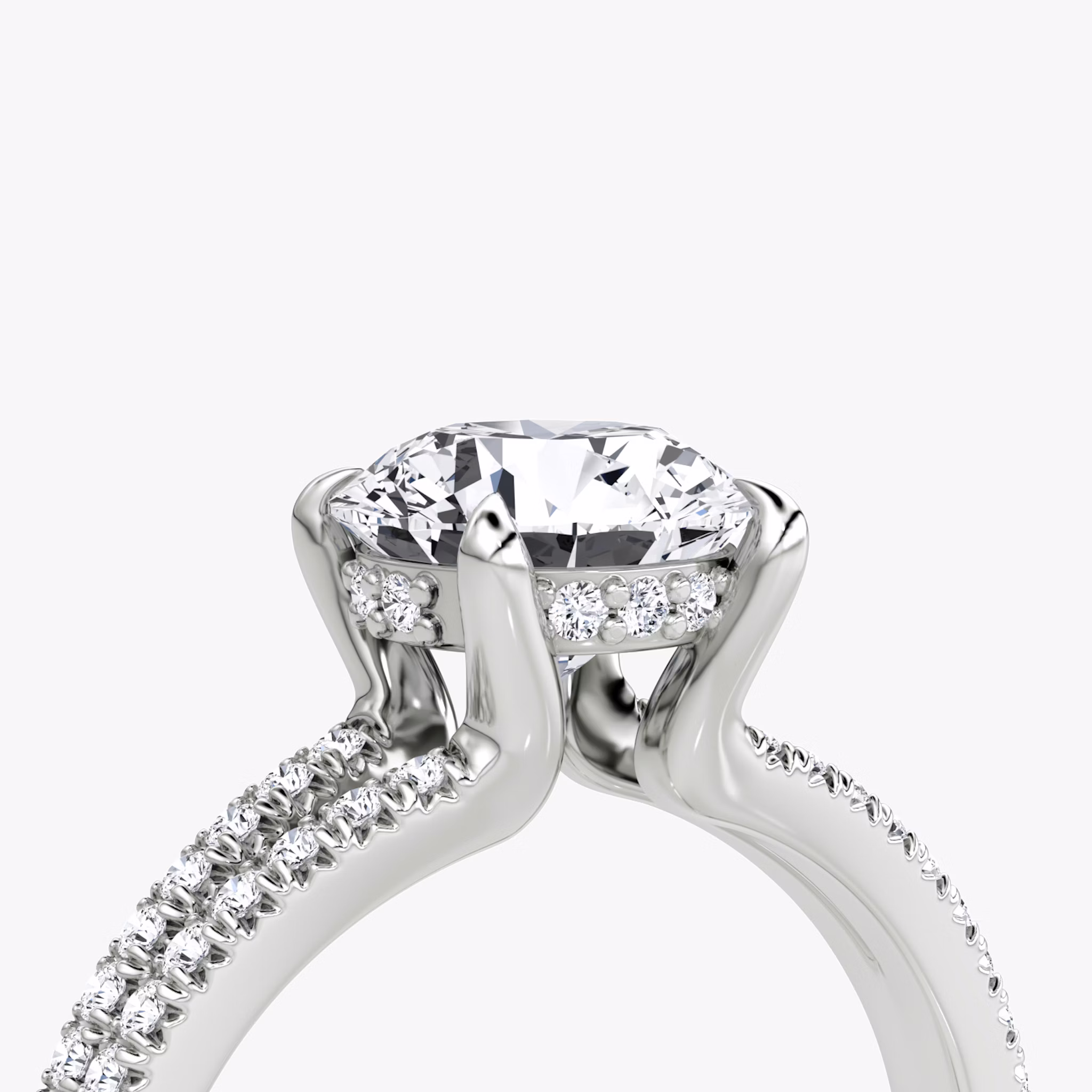 The Floating Split Band | Round Brilliant | Platinum | bandAccent: Pavé | caratWeight: other | diamondOrientation: vertical