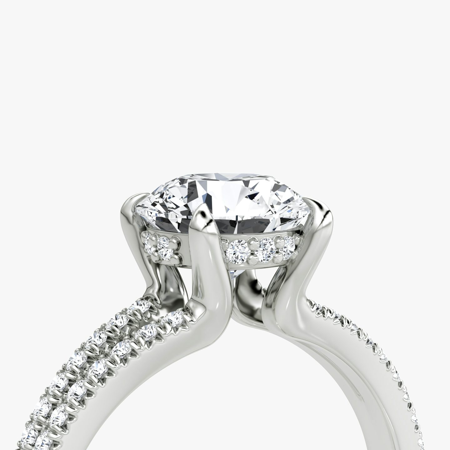 The Floating Split Band | Round Brilliant | 18k | White Gold | bandAccent: Pavé | caratWeight: 1.0ct | diamondOrientation: vertical