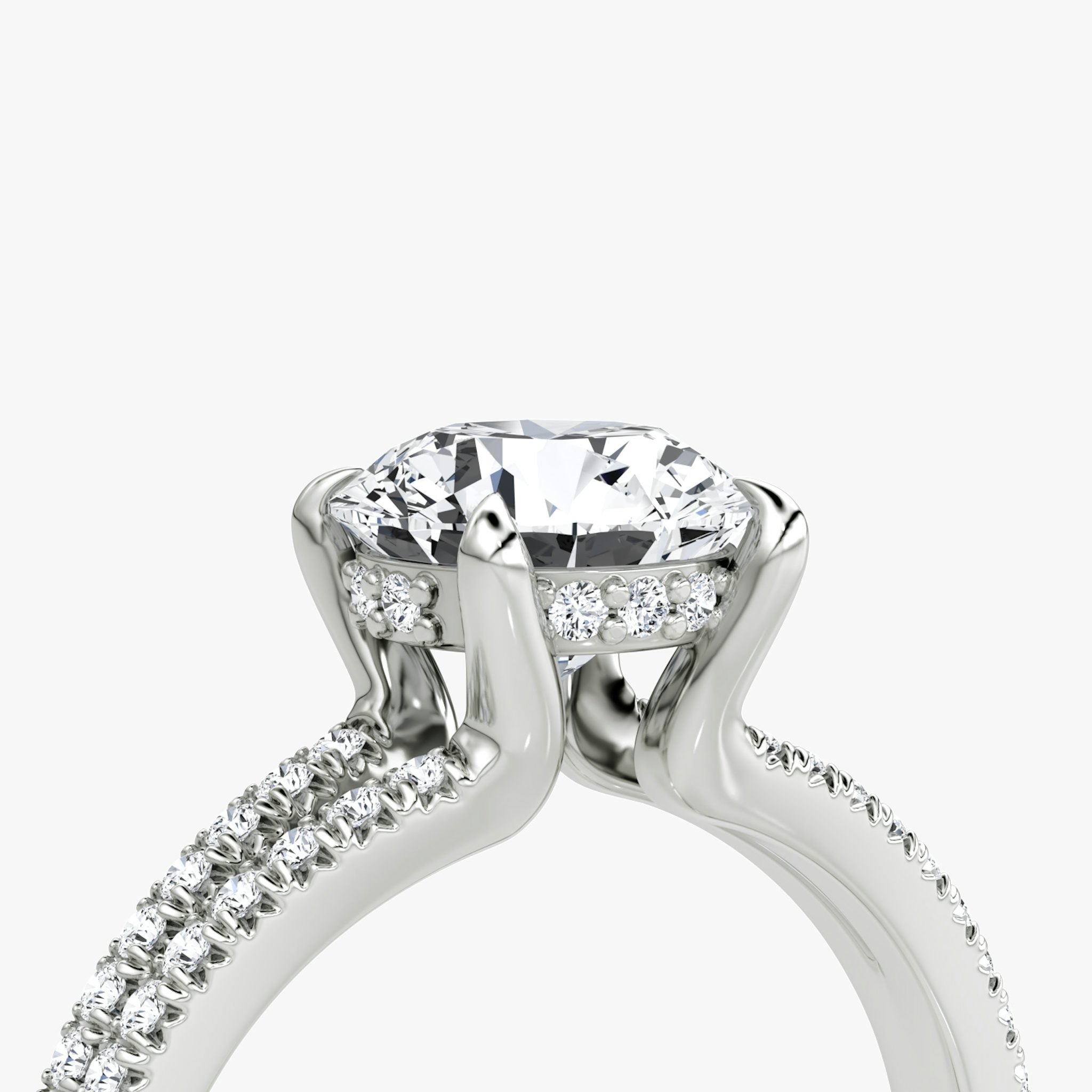 The Floating Split Band | Round Brilliant | Platinum | bandAccent: Pavé | caratWeight: other | diamondOrientation: vertical