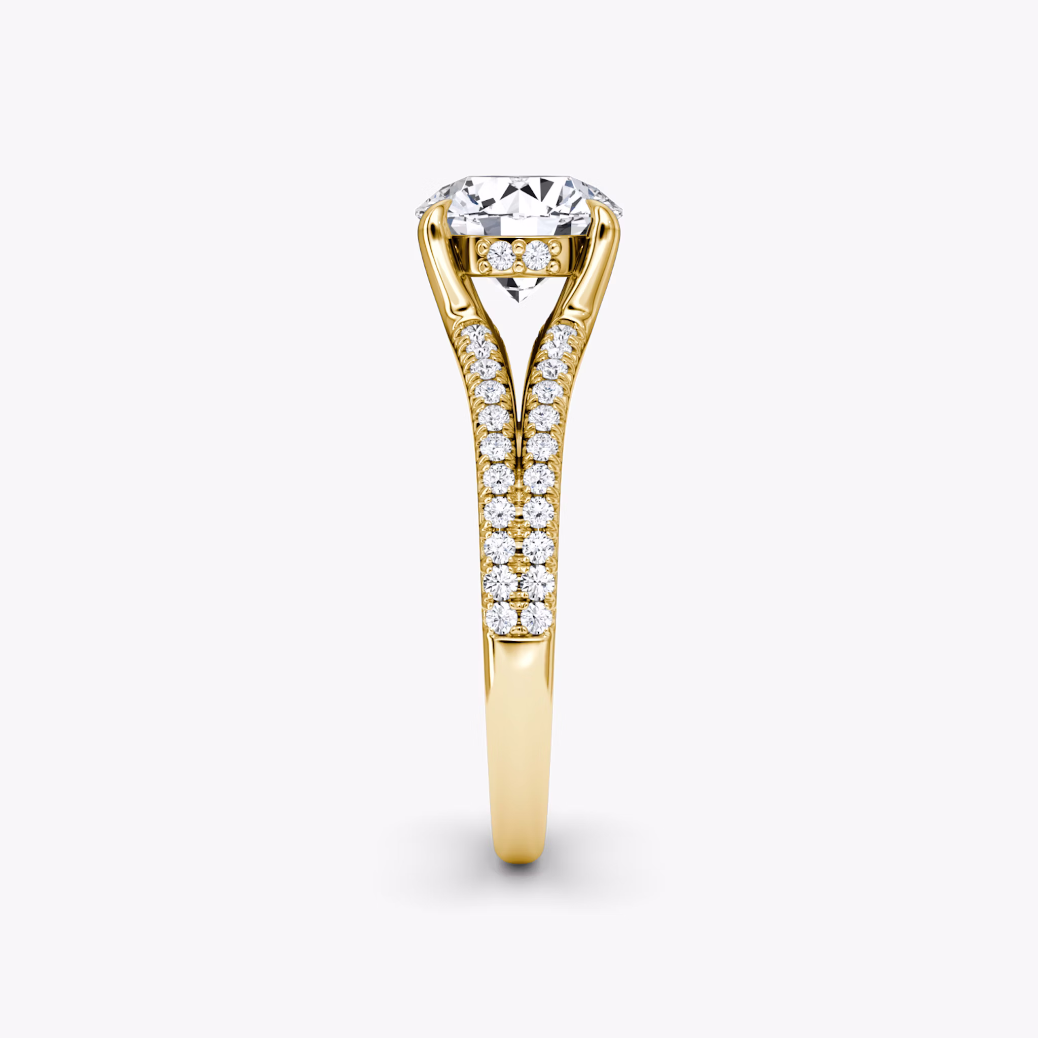 The Floating Split Band | Round Brilliant | 18k | Yellow Gold | bandAccent: Pavé | caratWeight: other | diamondOrientation: vertical