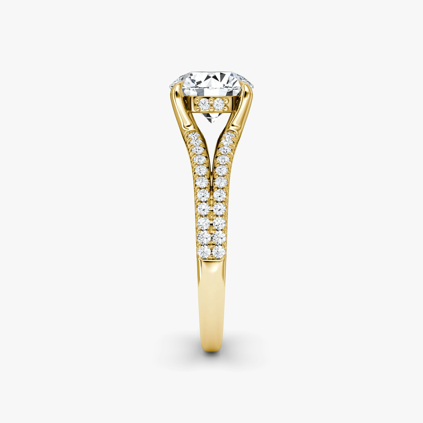The Floating Split Band | Round Brilliant | 18k | Yellow Gold | bandAccent: Pavé | caratWeight: 1.0ct | diamondOrientation: vertical