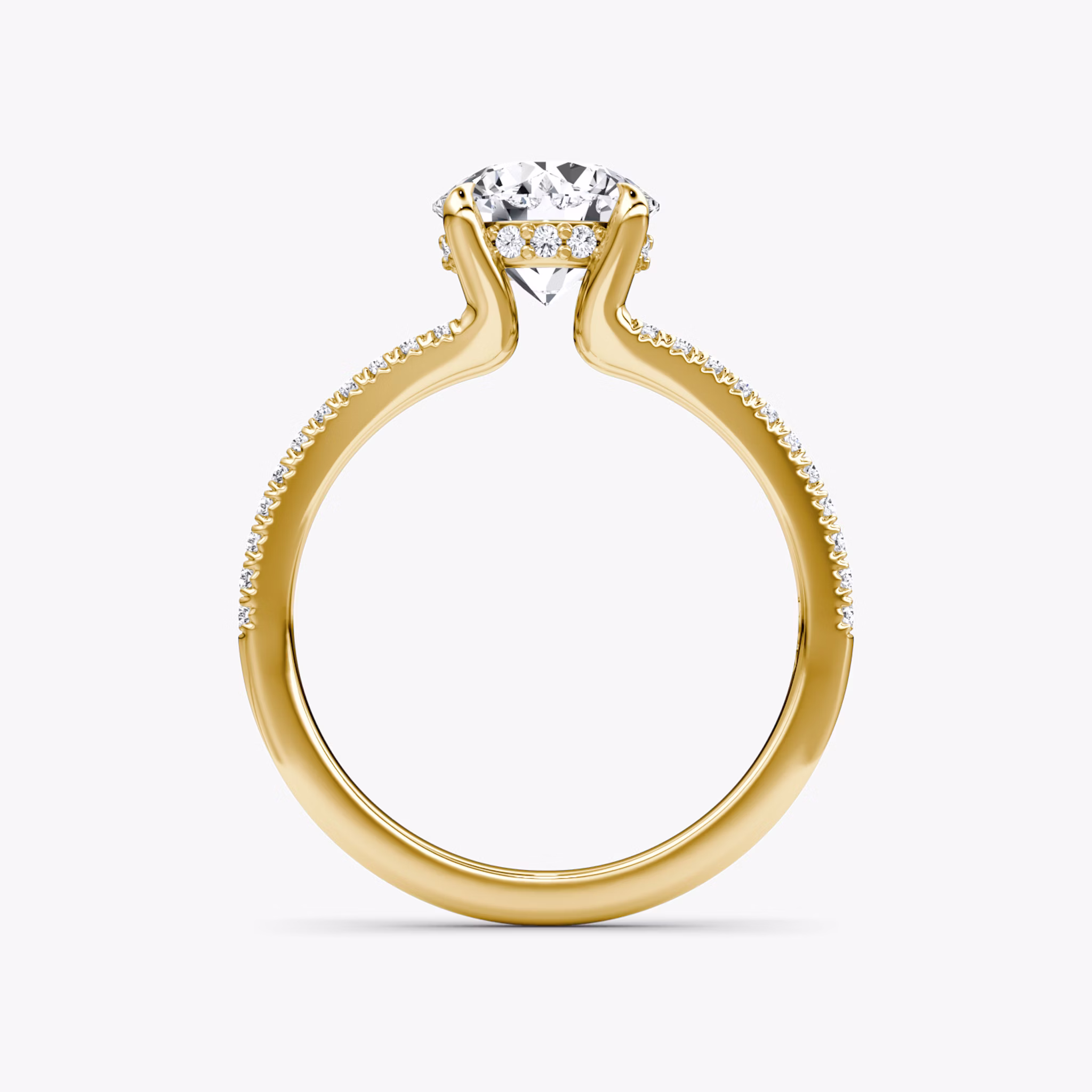 The Floating Split Band | Round Brilliant | 18k | Yellow Gold | bandAccent: Pavé | caratWeight: other | diamondOrientation: vertical