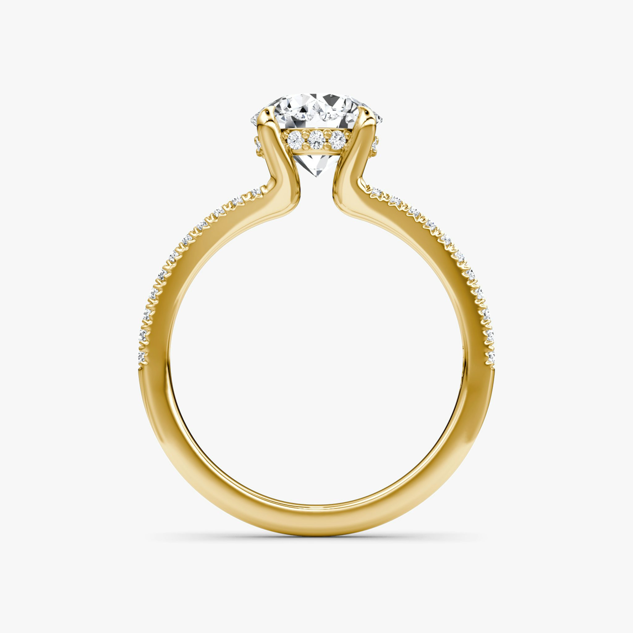 The Floating Split Band | Round Brilliant | 18k | Yellow Gold | bandAccent: Pavé | caratWeight: other | diamondOrientation: vertical