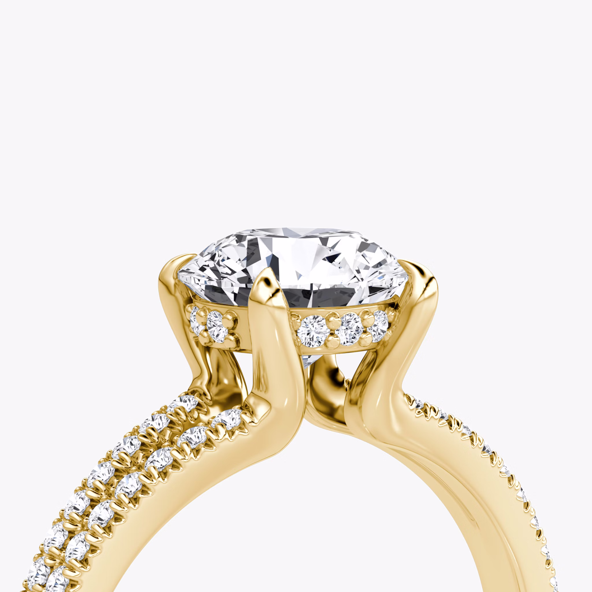 The Floating Split Band | Round Brilliant | 18k | Yellow Gold | bandAccent: Pavé | caratWeight: other | diamondOrientation: vertical