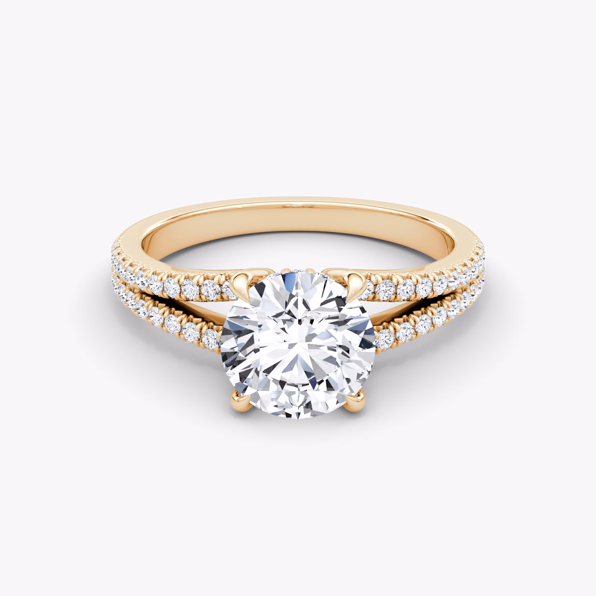 The Floating Split Band | Round Brilliant | 14k | Rose Gold | bandAccent: Pavé | caratWeight: other | diamondOrientation: vertical