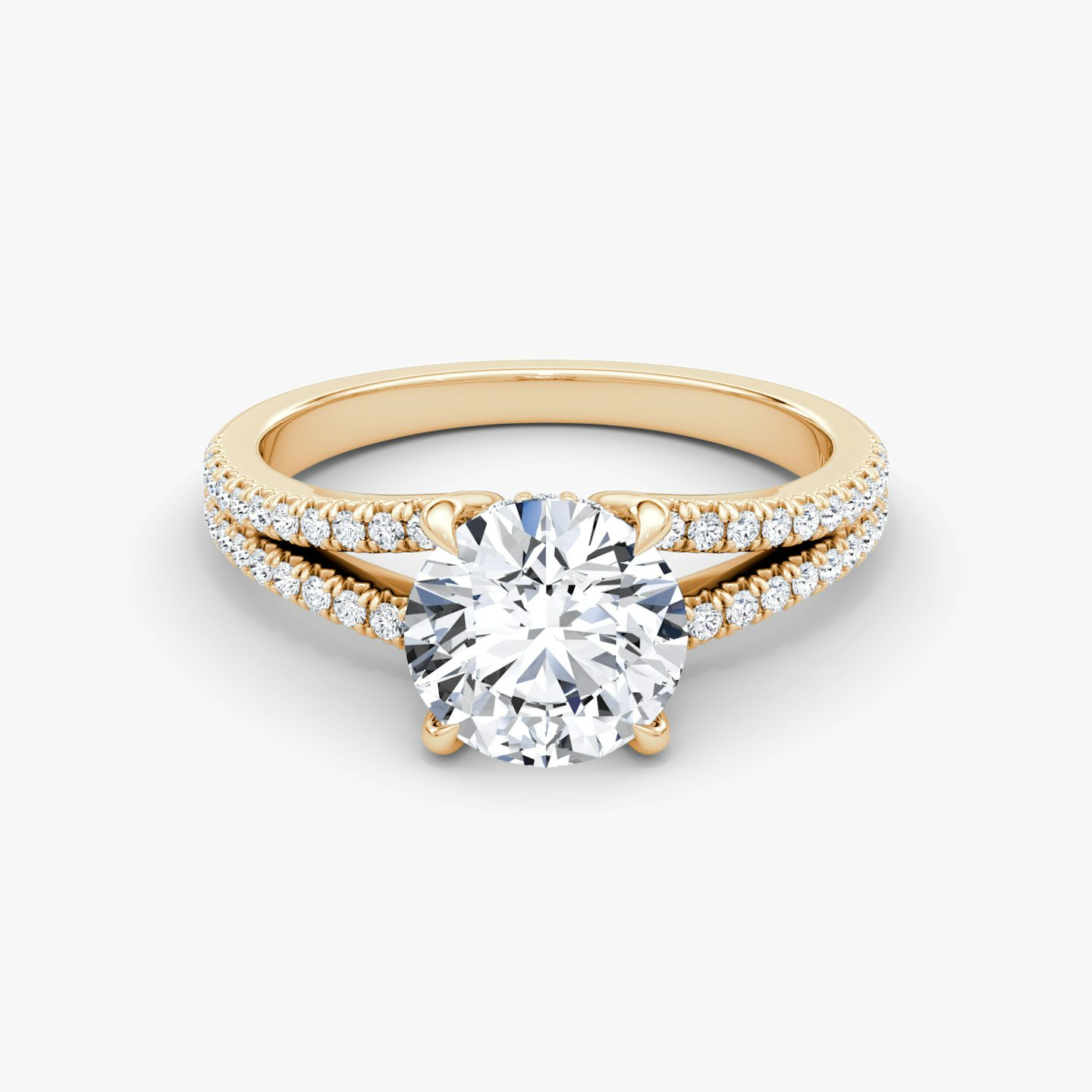 The Floating Split Band | Round Brilliant | 14k | Rose Gold | bandAccent: Pavé | caratWeight: 1.5ct | diamondOrientation: vertical