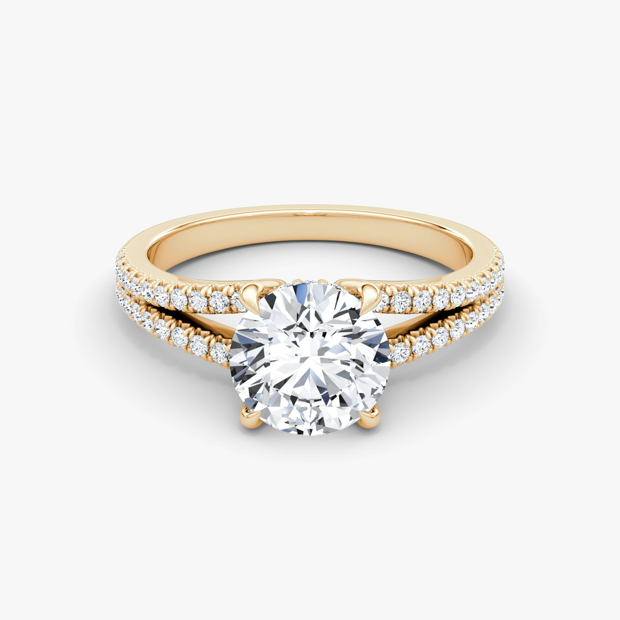 The Floating Split Band | Round Brilliant | 14k | Rose Gold | bandAccent: Pavé | caratWeight: other | diamondOrientation: vertical