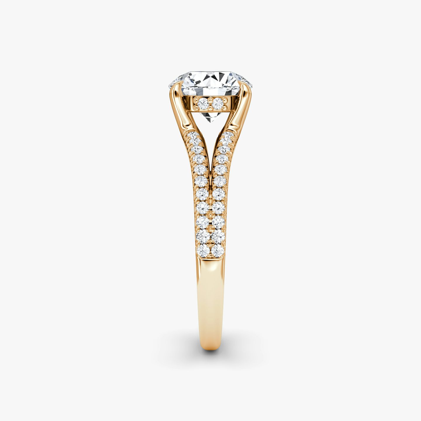 The Floating Split Band | Round Brilliant | 14k | Rose Gold | bandAccent: Pavé | caratWeight: 1.5ct | diamondOrientation: vertical