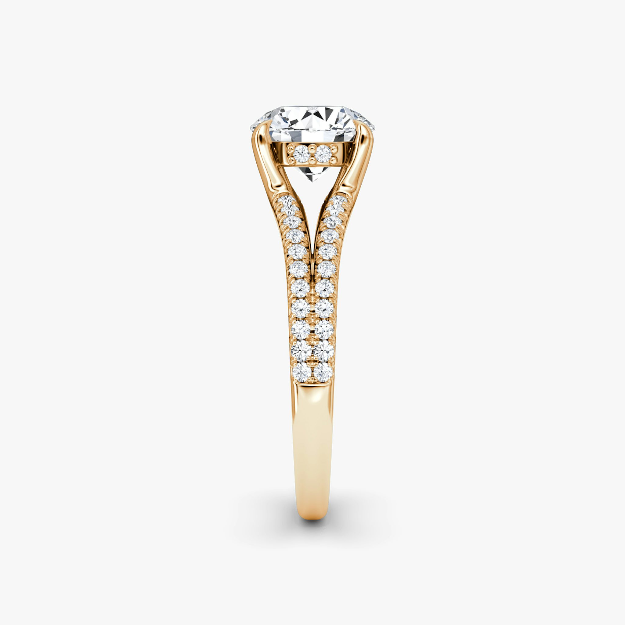 The Floating Split Band | Round Brilliant | 14k | Rose Gold | bandAccent: Pavé | caratWeight: other | diamondOrientation: vertical