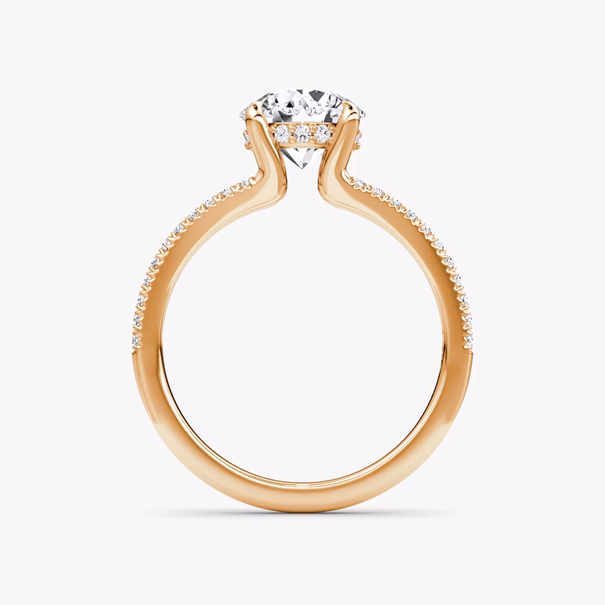 The Floating Split Band | Round Brilliant | 14k | Rose Gold | bandAccent: Pavé | caratWeight: other | diamondOrientation: vertical