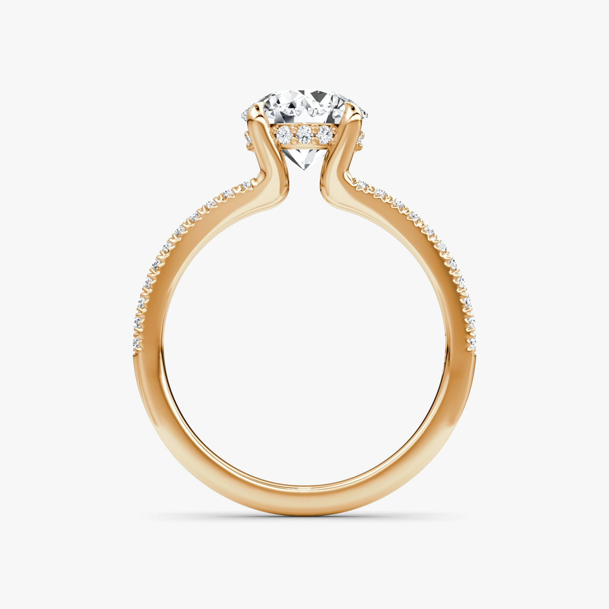 The Floating Split Band | Round Brilliant | 14k | Rose Gold | bandAccent: Pavé | caratWeight: other | diamondOrientation: vertical