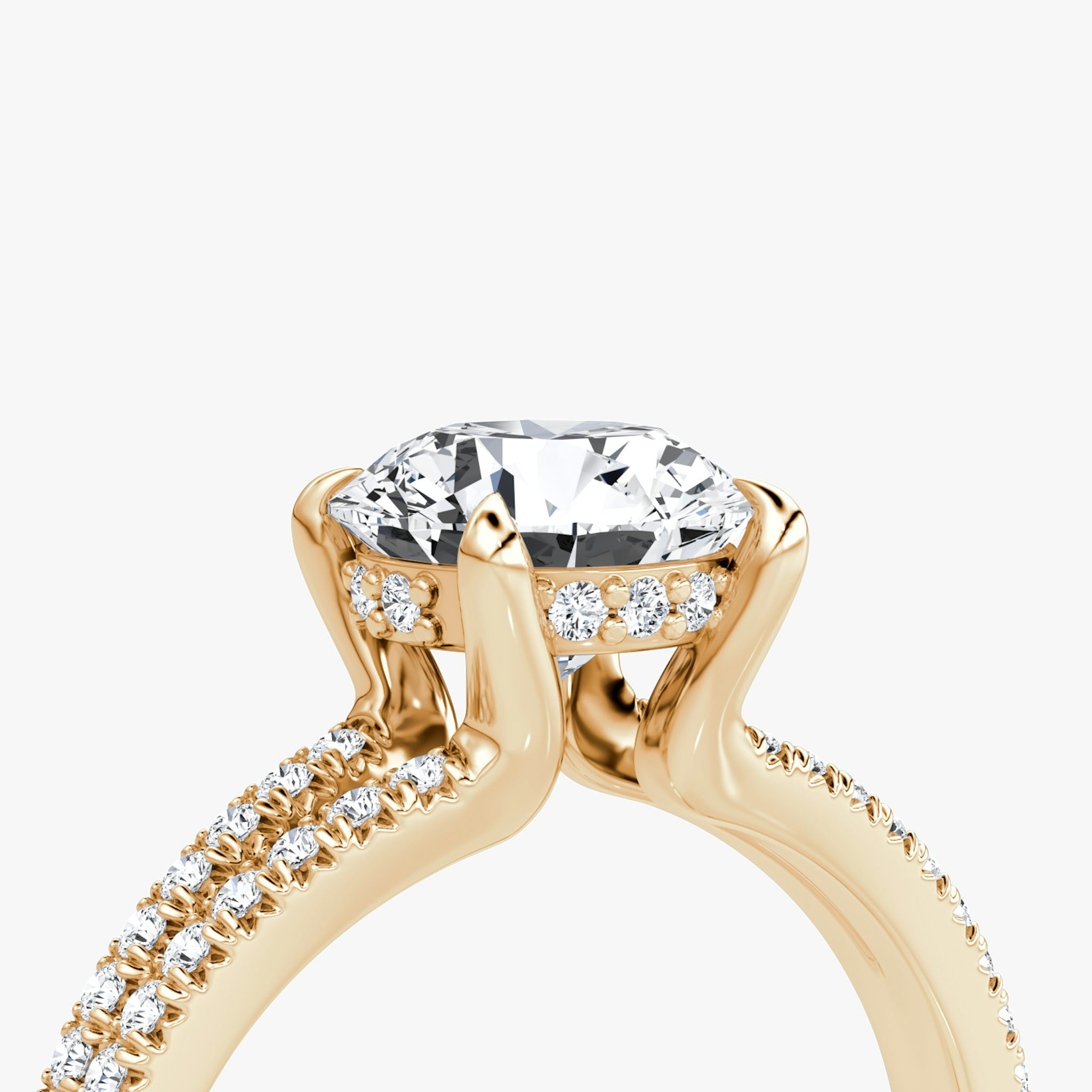 The Floating Split Band | Round Brilliant | 14k | Rose Gold | bandAccent: Pavé | caratWeight: other | diamondOrientation: vertical