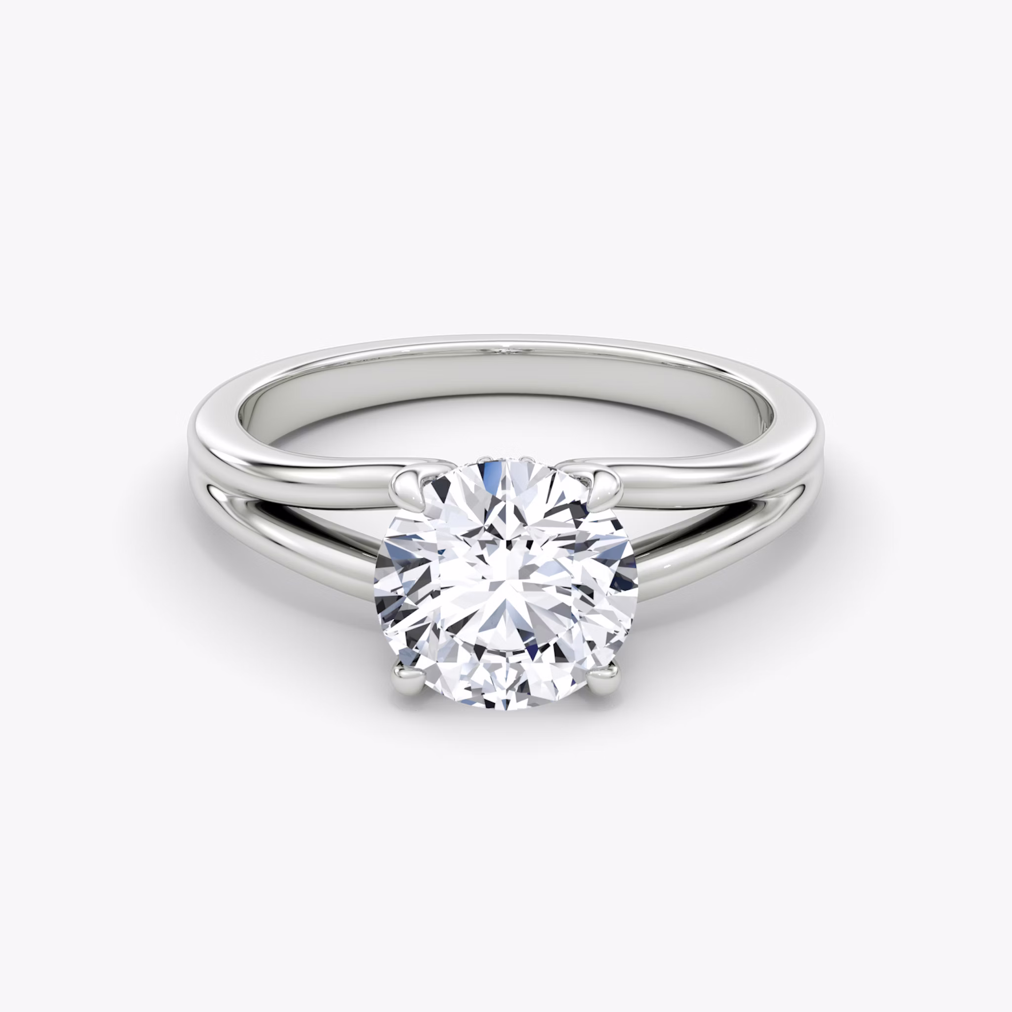 The Floating Split Band | Round Brilliant | 18k | White Gold | bandAccent: Plain | caratWeight: other | diamondOrientation: vertical