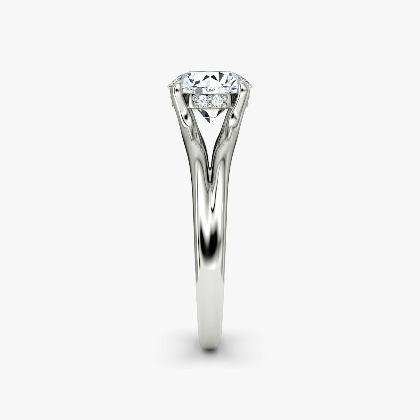 The Floating Split Band | Round Brilliant | Platinum | bandAccent: Plain | caratWeight: other | diamondOrientation: vertical