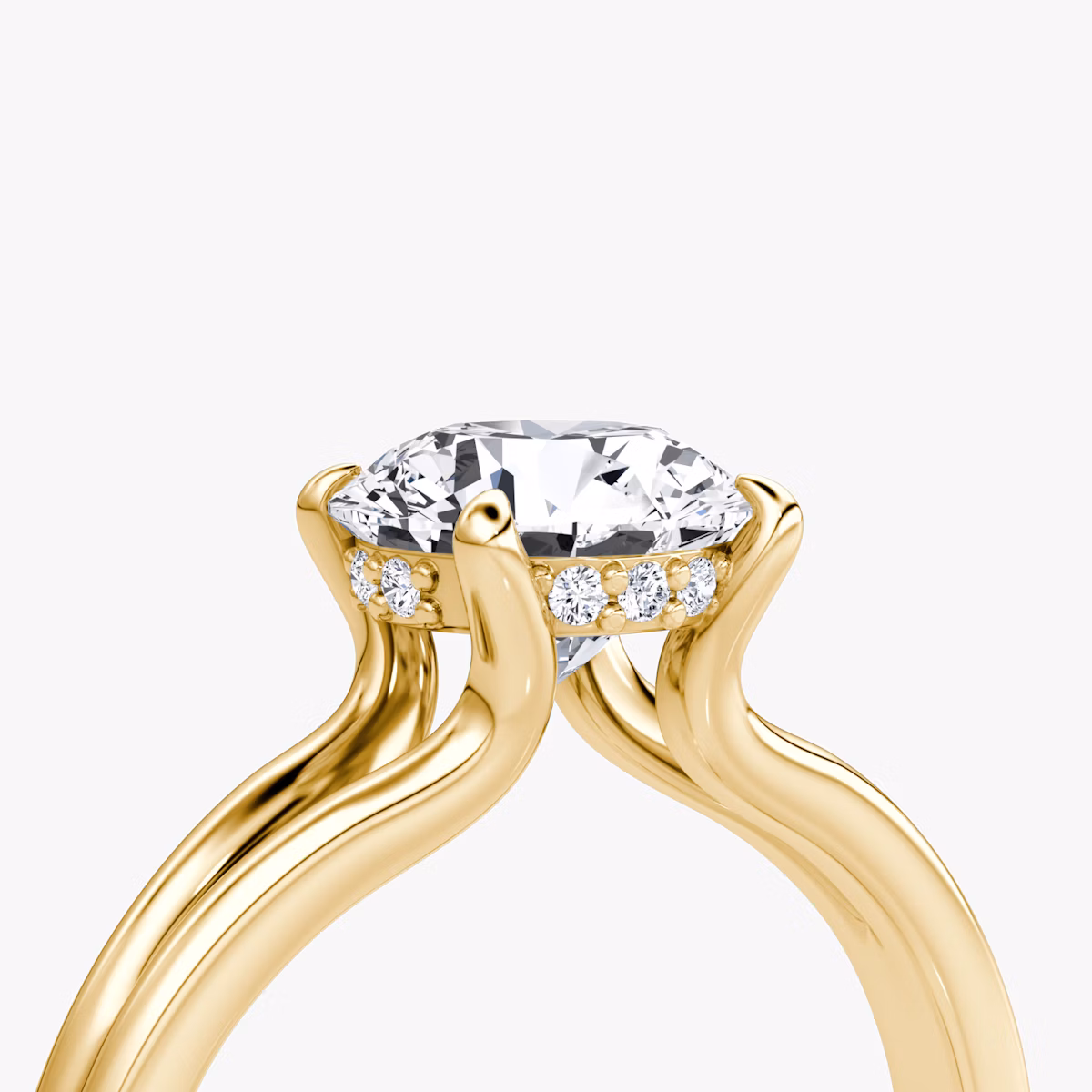 The Floating Split Band | Round Brilliant | 18k | Yellow Gold | bandAccent: Plain | caratWeight: other | diamondOrientation: vertical