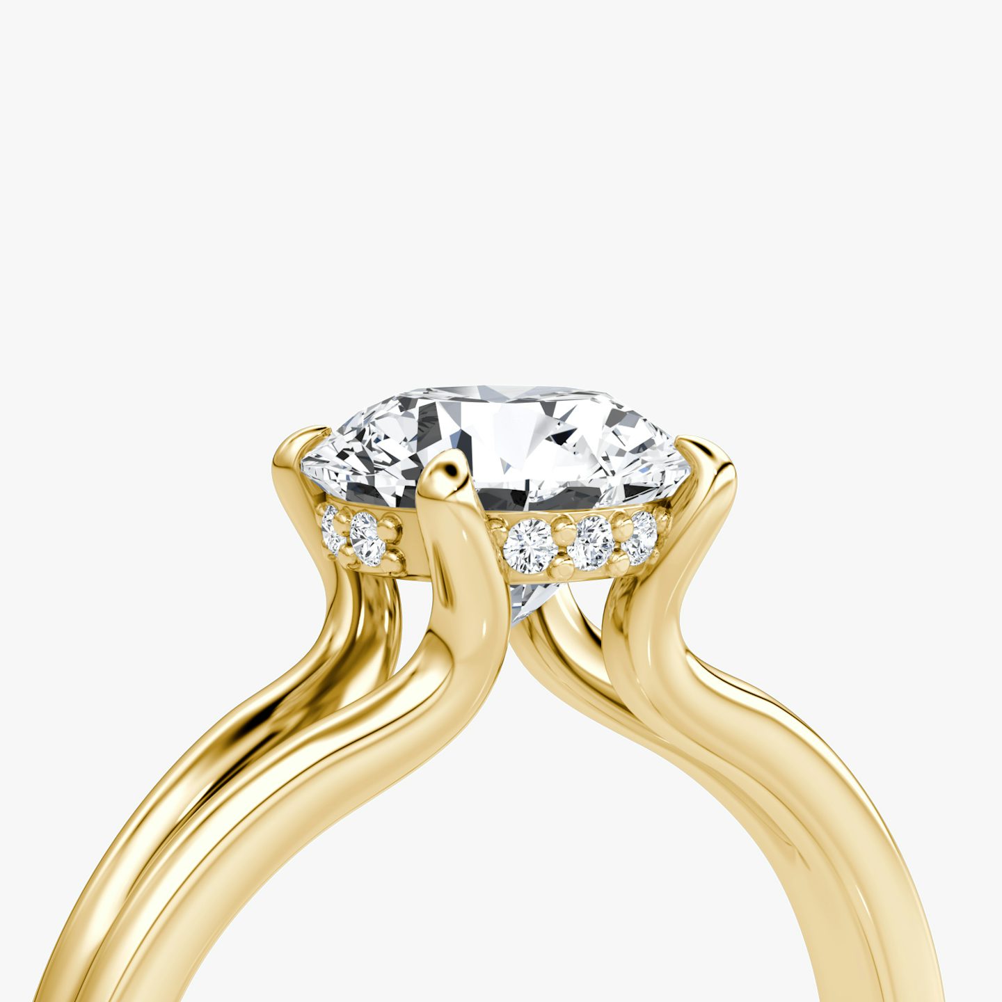 The Floating Split Band | Round Brilliant | 18k | Yellow Gold | bandAccent: Plain | caratWeight: 2.0ct | diamondOrientation: vertical