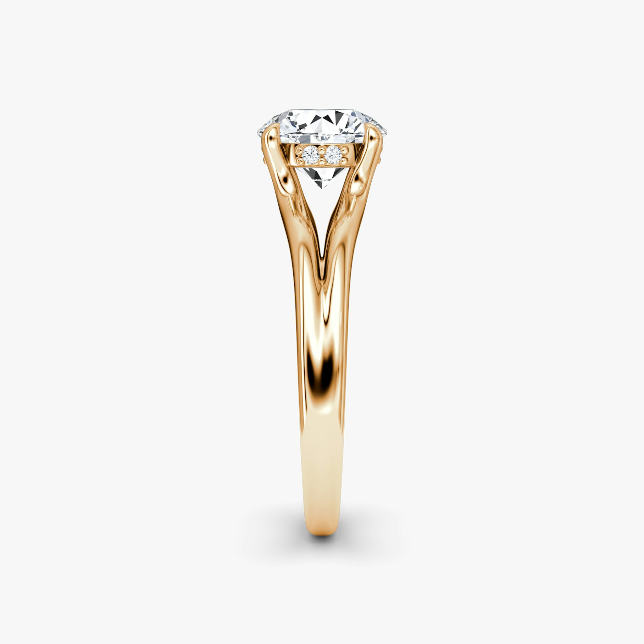 The Floating Split Band | Round Brilliant | 14k | Rose Gold | bandAccent: Plain | caratWeight: other | diamondOrientation: vertical