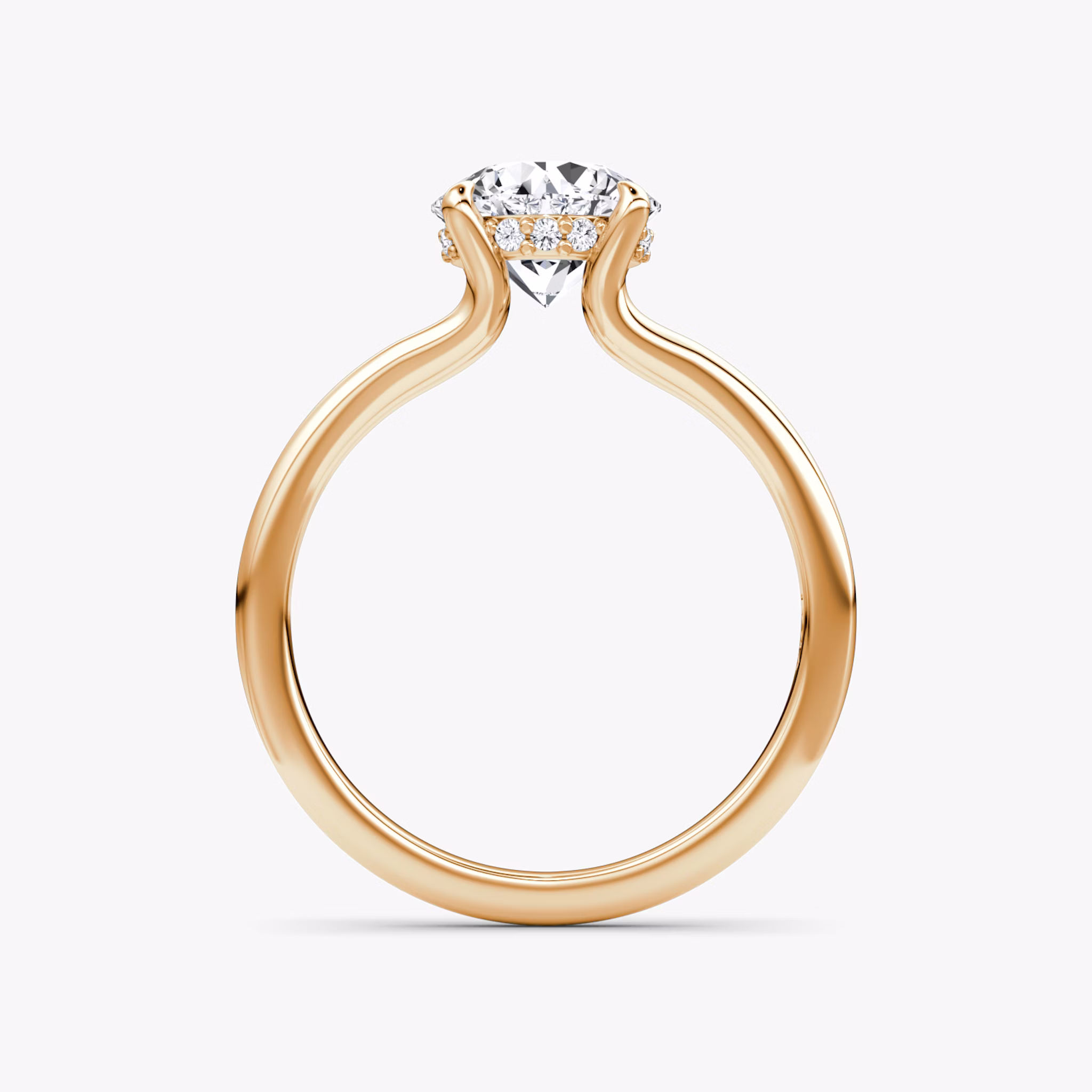 The Floating Split Band | Round Brilliant | 14k | Rose Gold | bandAccent: Plain | caratWeight: other | diamondOrientation: vertical