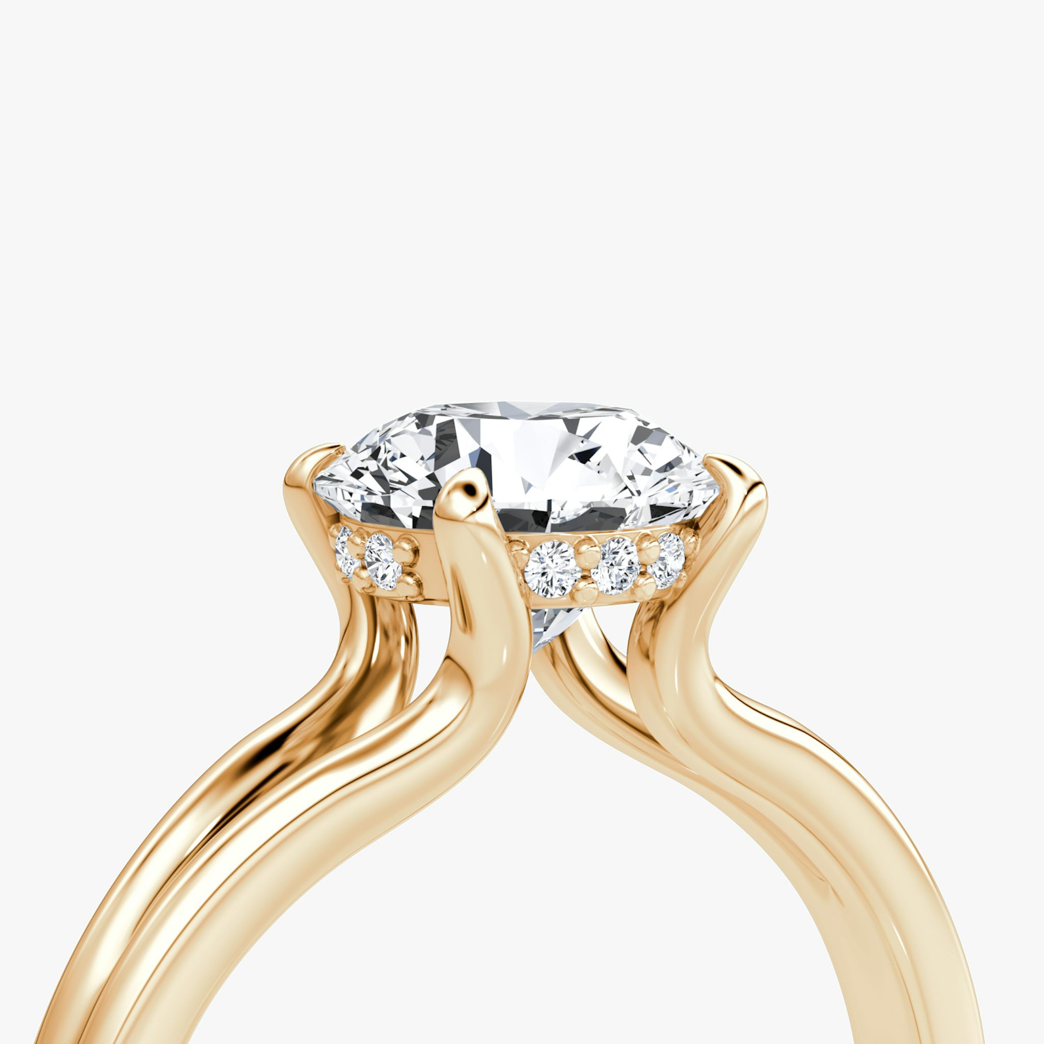 The Floating Split Band | Round Brilliant | 14k | Rose Gold | bandAccent: Plain | caratWeight: other | diamondOrientation: vertical