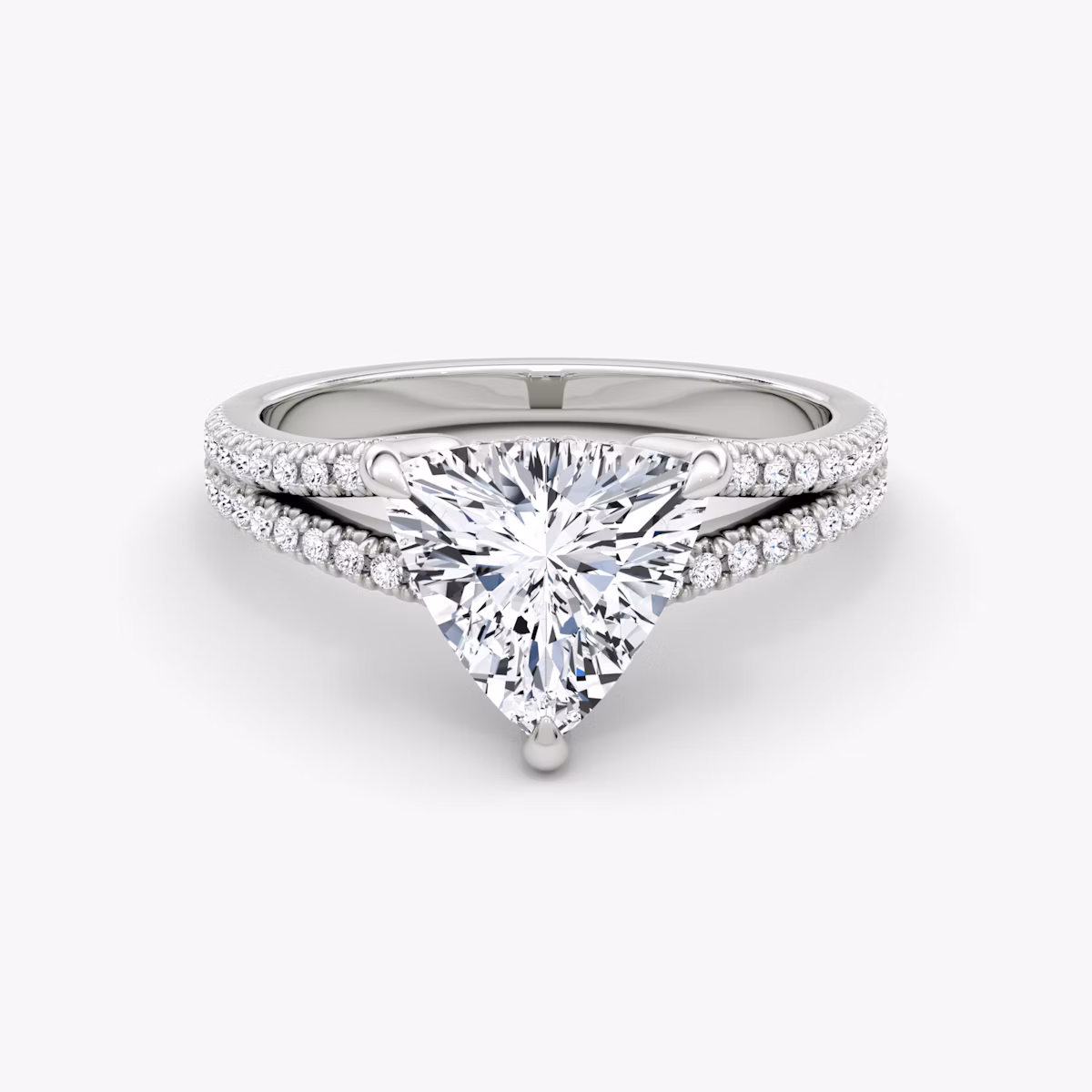 The Floating Split Band | Trillion | 18k | White Gold | bandAccent: Pavé | diamondOrientation: vertical | caratWeight: other