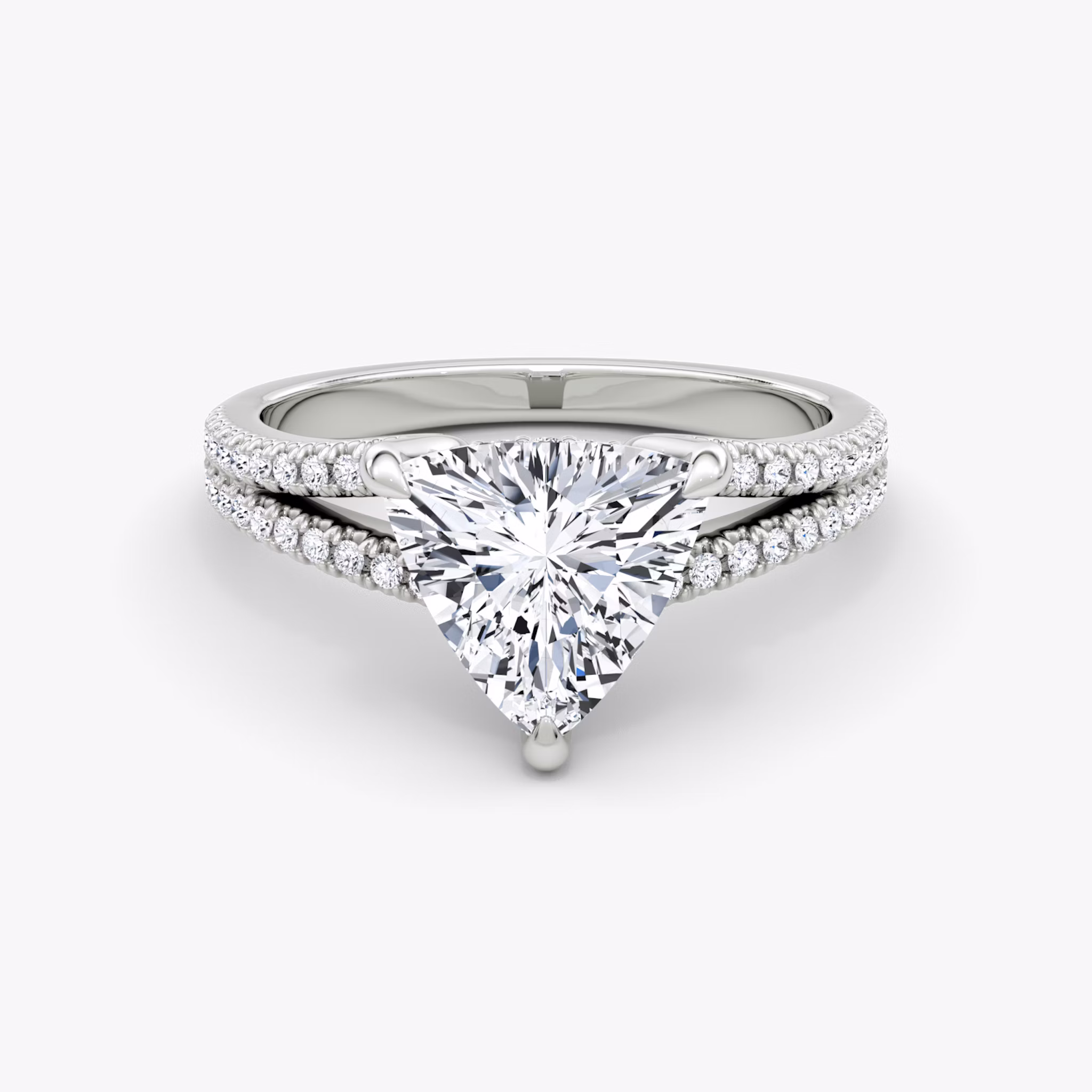 The Floating Split Band | Trillion | 18k | White Gold | bandAccent: Pavé | diamondOrientation: vertical | caratWeight: other