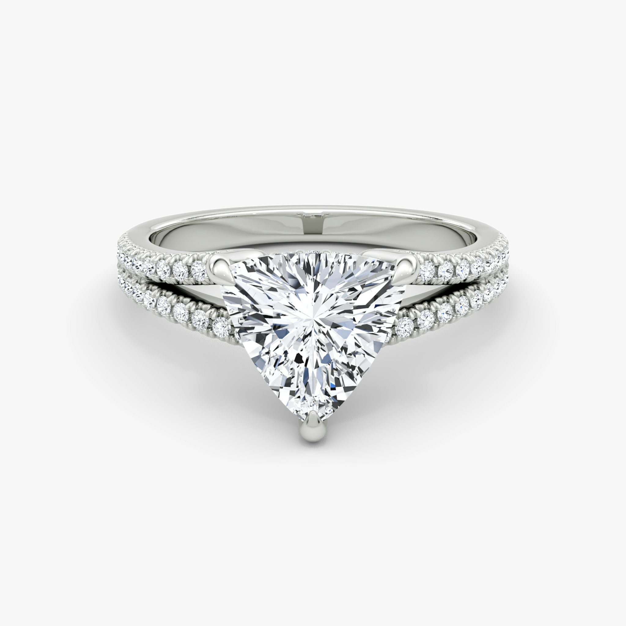 The Floating Split Band | Trillion | 18k | White Gold | bandAccent: Pavé | diamondOrientation: vertical | caratWeight: other