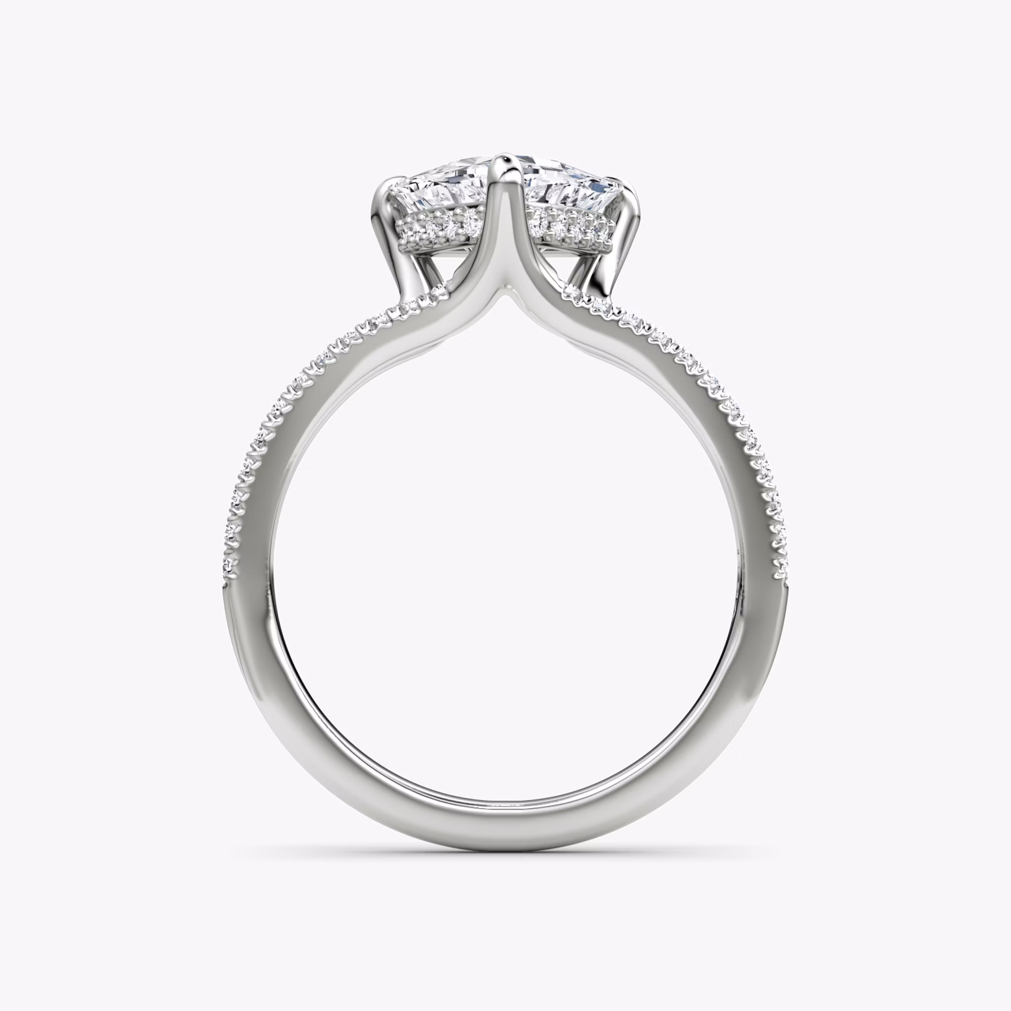 The Floating Split Band | Trillion | 18k | White Gold | bandAccent: Pavé | diamondOrientation: vertical | caratWeight: other