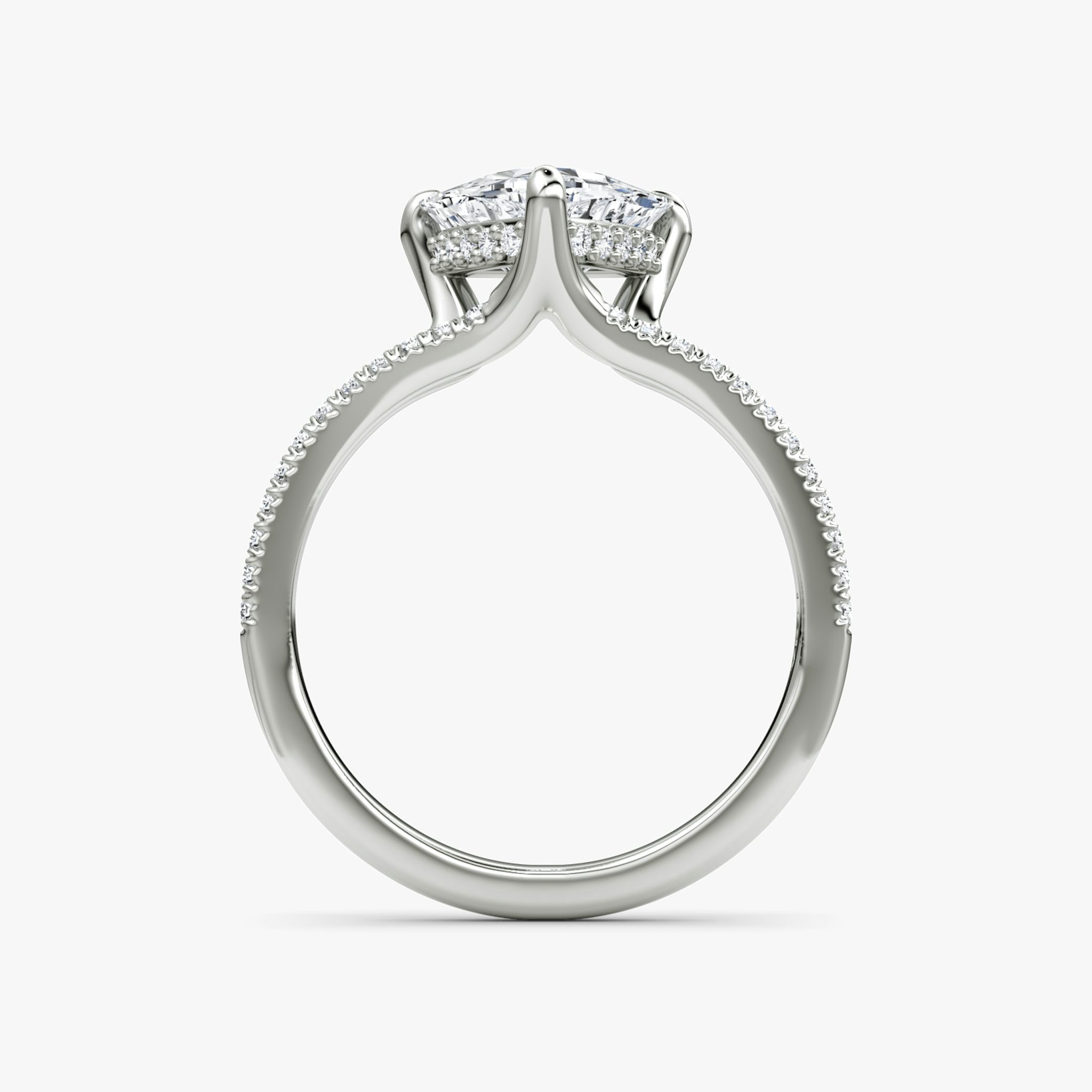 The Floating Split Band | Trillion | 18k | White Gold | bandAccent: Pavé | diamondOrientation: vertical | caratWeight: other