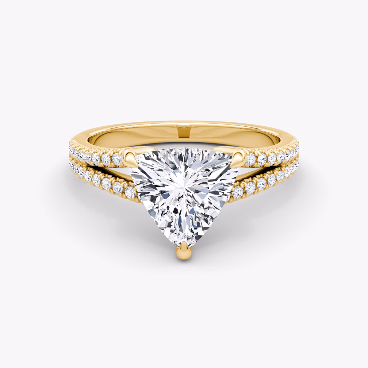 The Floating Split Band | Trillion | 18k | Yellow Gold | bandAccent: Pavé | diamondOrientation: vertical | caratWeight: other