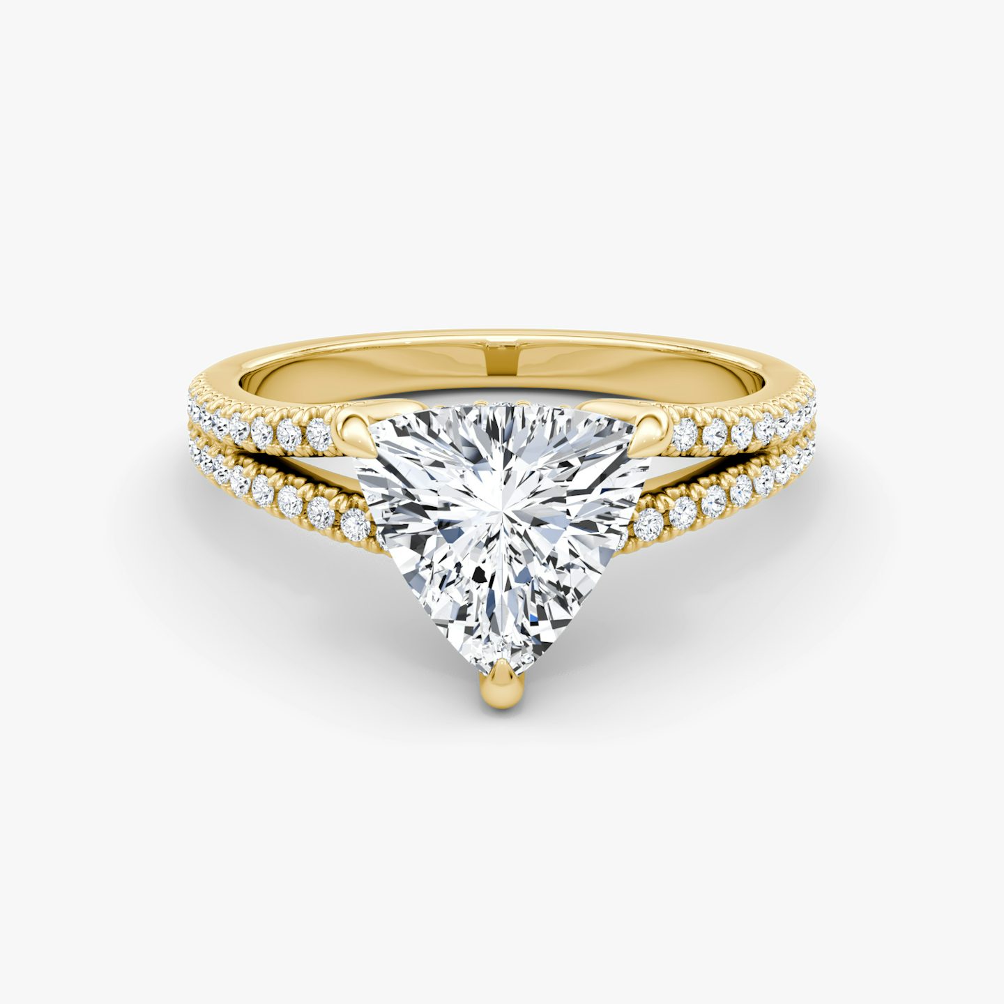 The Floating Split Band | Trillion | 18k | Yellow Gold | bandAccent: Pavé | diamondOrientation: vertical | caratWeight: other