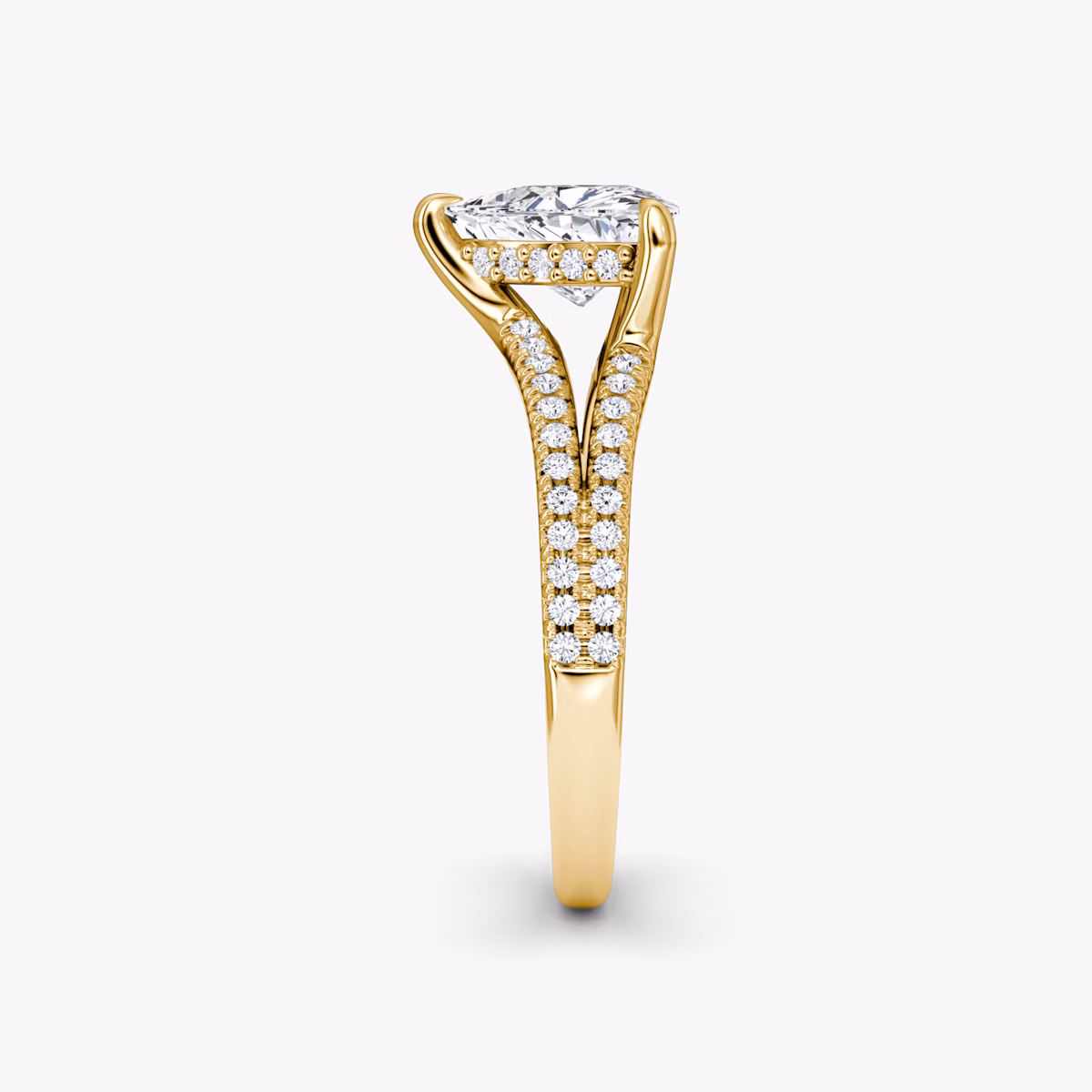 The Floating Split Band | Trillion | 18k | Yellow Gold | bandAccent: Pavé | diamondOrientation: vertical | caratWeight: other
