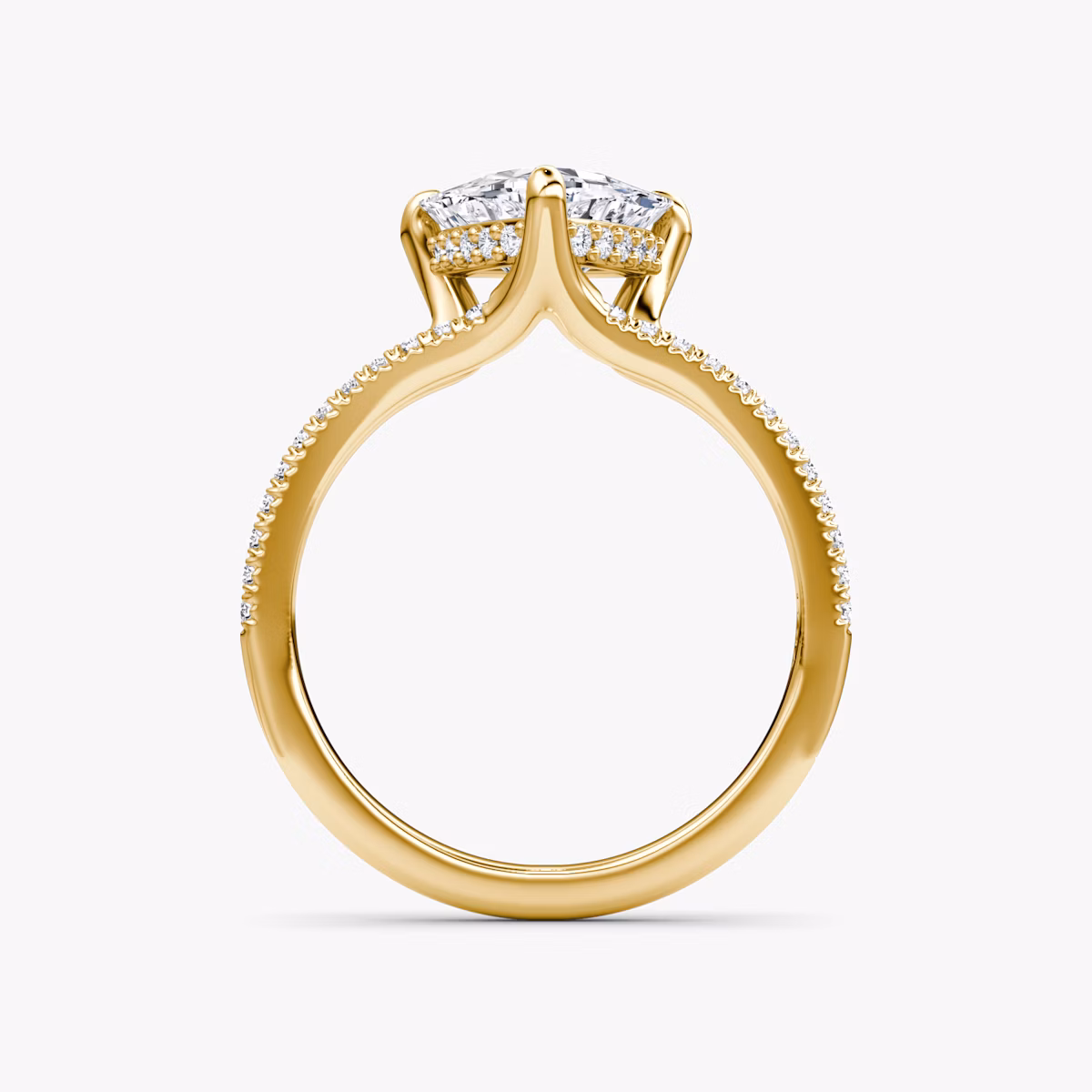 The Floating Split Band | Trillion | 18k | Yellow Gold | bandAccent: Pavé | diamondOrientation: vertical | caratWeight: other