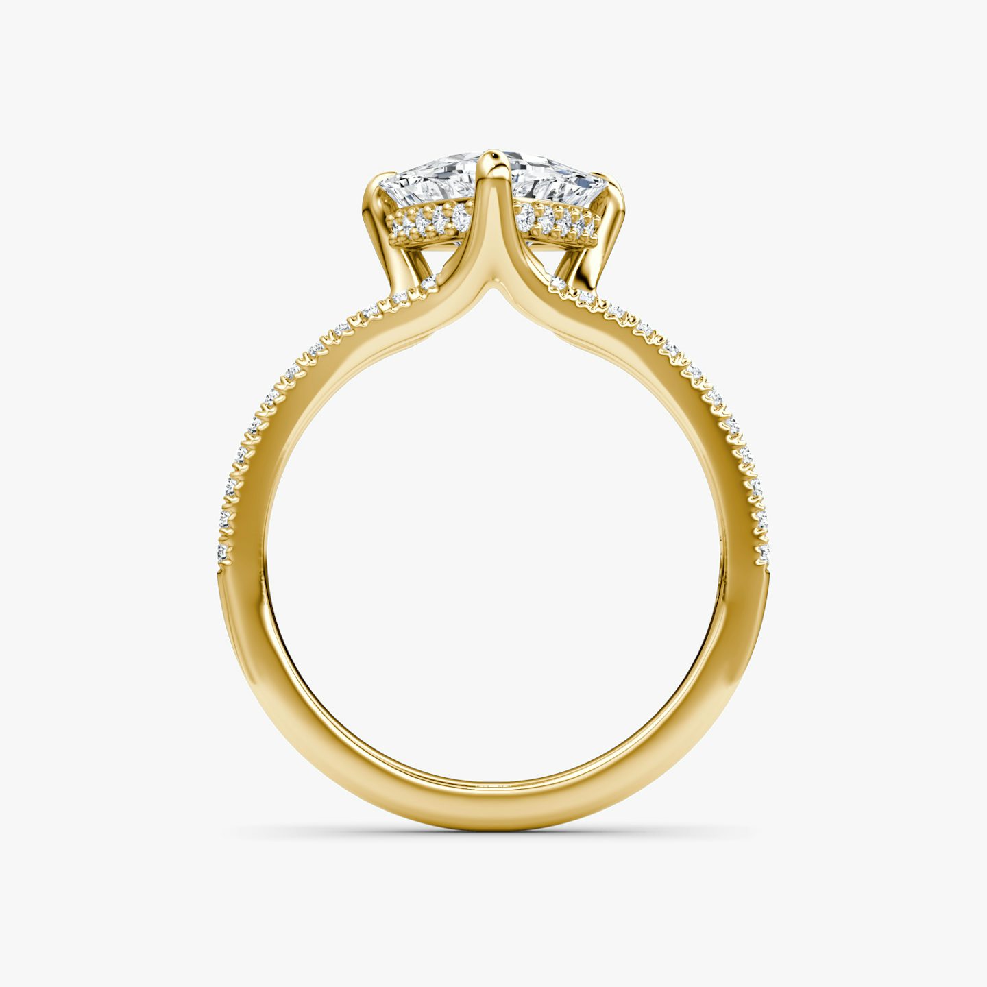 The Floating Split Band | Trillion | 18k | Yellow Gold | bandAccent: Pavé | diamondOrientation: vertical | caratWeight: other