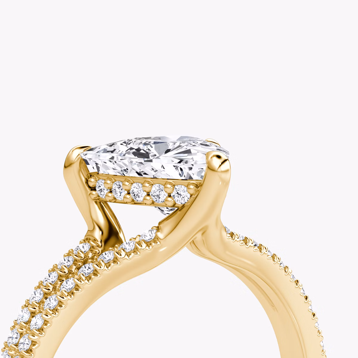 The Floating Split Band | Trillion | 18k | Yellow Gold | bandAccent: Pavé | diamondOrientation: vertical | caratWeight: other