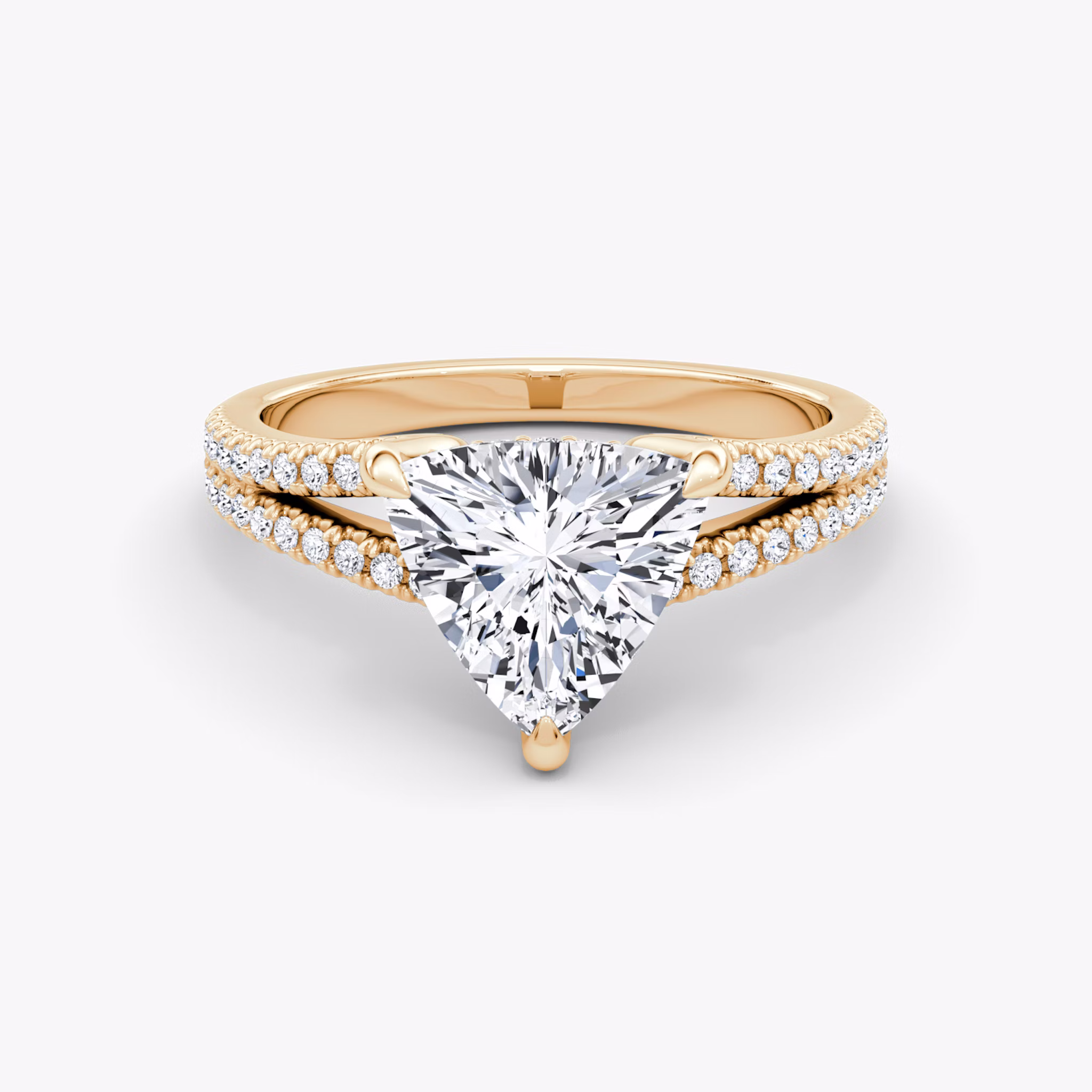 The Floating Split Band | Trillion | 14k | Rose Gold | bandAccent: Pavé | diamondOrientation: vertical | caratWeight: other