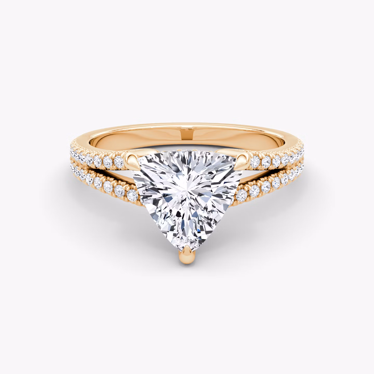 The Floating Split Band | Trillion | 14k | Rose Gold | bandAccent: Pavé | diamondOrientation: vertical | caratWeight: other