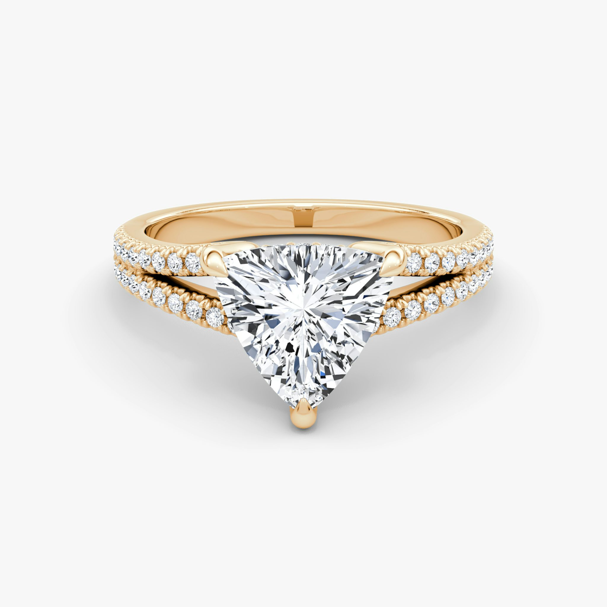 The Floating Split Band | Trillion | 14k | Rose Gold | bandAccent: Pavé | diamondOrientation: vertical | caratWeight: other