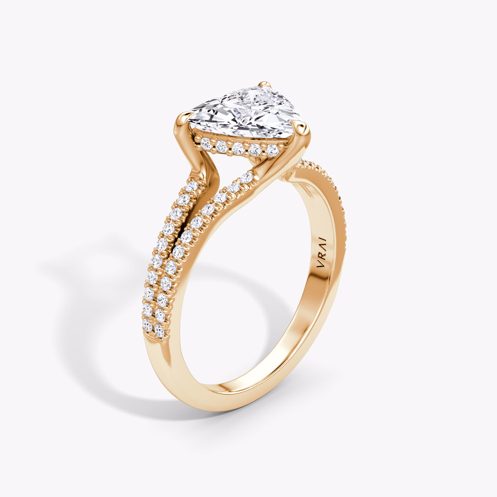 The Floating Split Band | Trillion | 14k | Rose Gold | bandAccent: Pavé | diamondOrientation: vertical | caratWeight: other