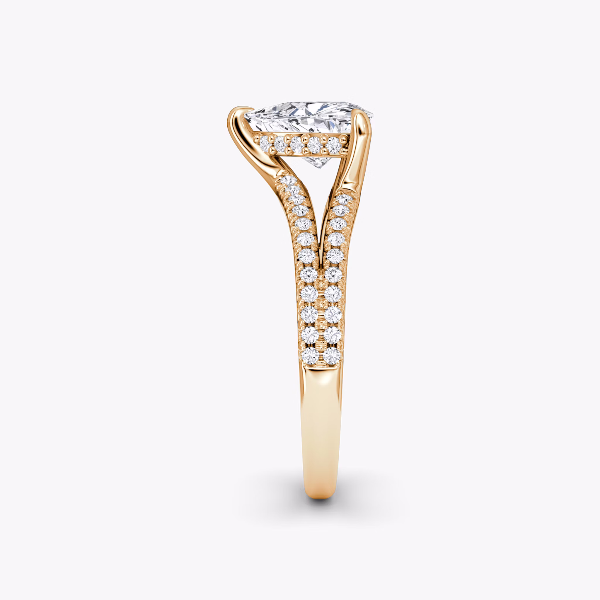 The Floating Split Band | Trillion | 14k | Rose Gold | bandAccent: Pavé | diamondOrientation: vertical | caratWeight: other