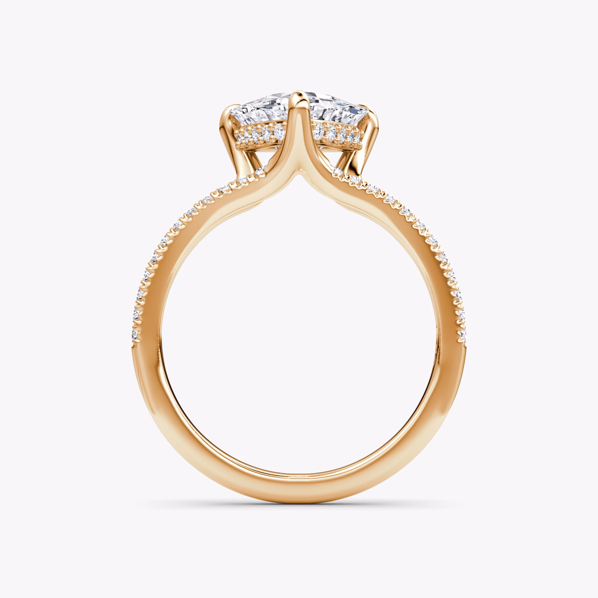 The Floating Split Band | Trillion | 14k | Rose Gold | bandAccent: Pavé | diamondOrientation: vertical | caratWeight: other