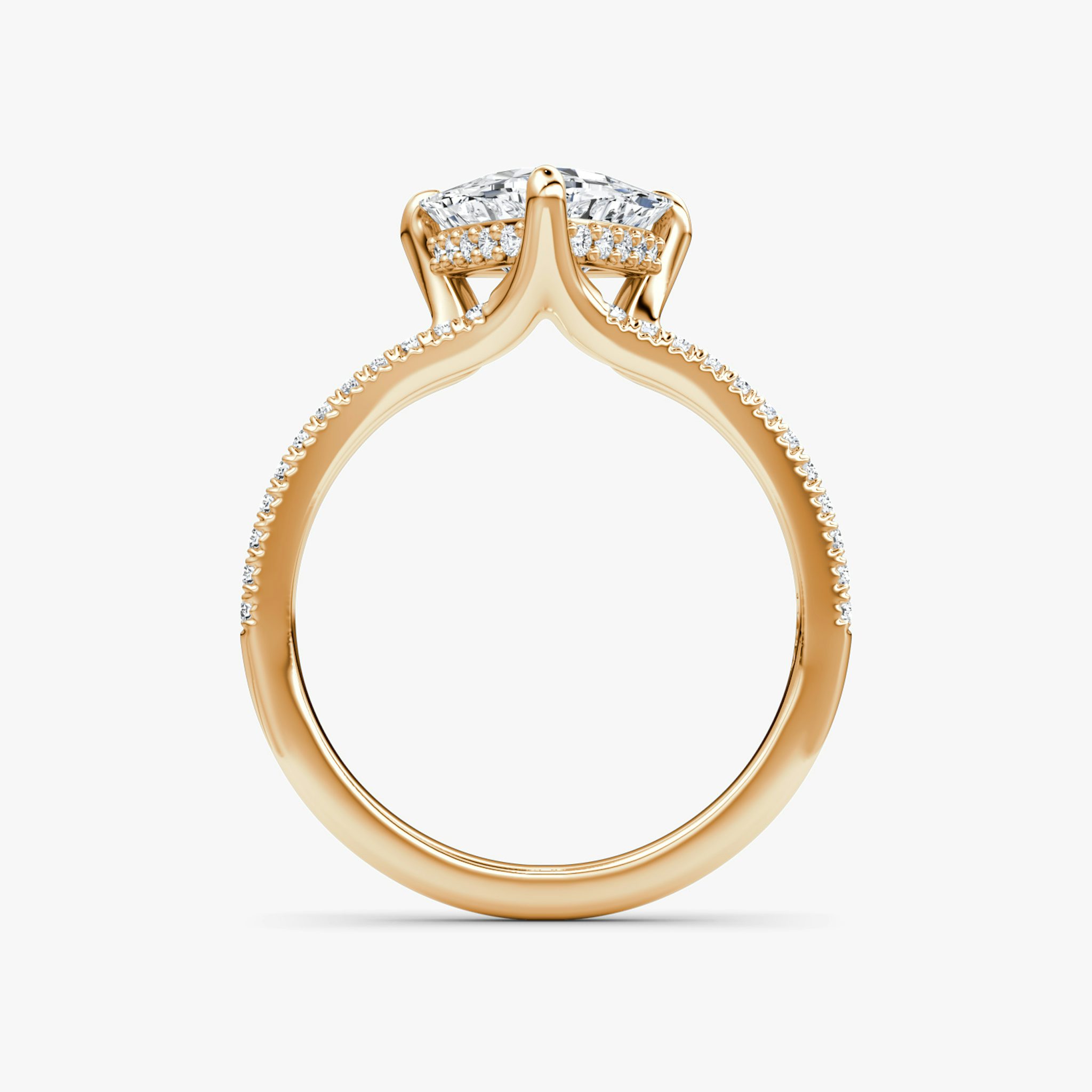The Floating Split Band | Trillion | 14k | Rose Gold | bandAccent: Pavé | diamondOrientation: vertical | caratWeight: other