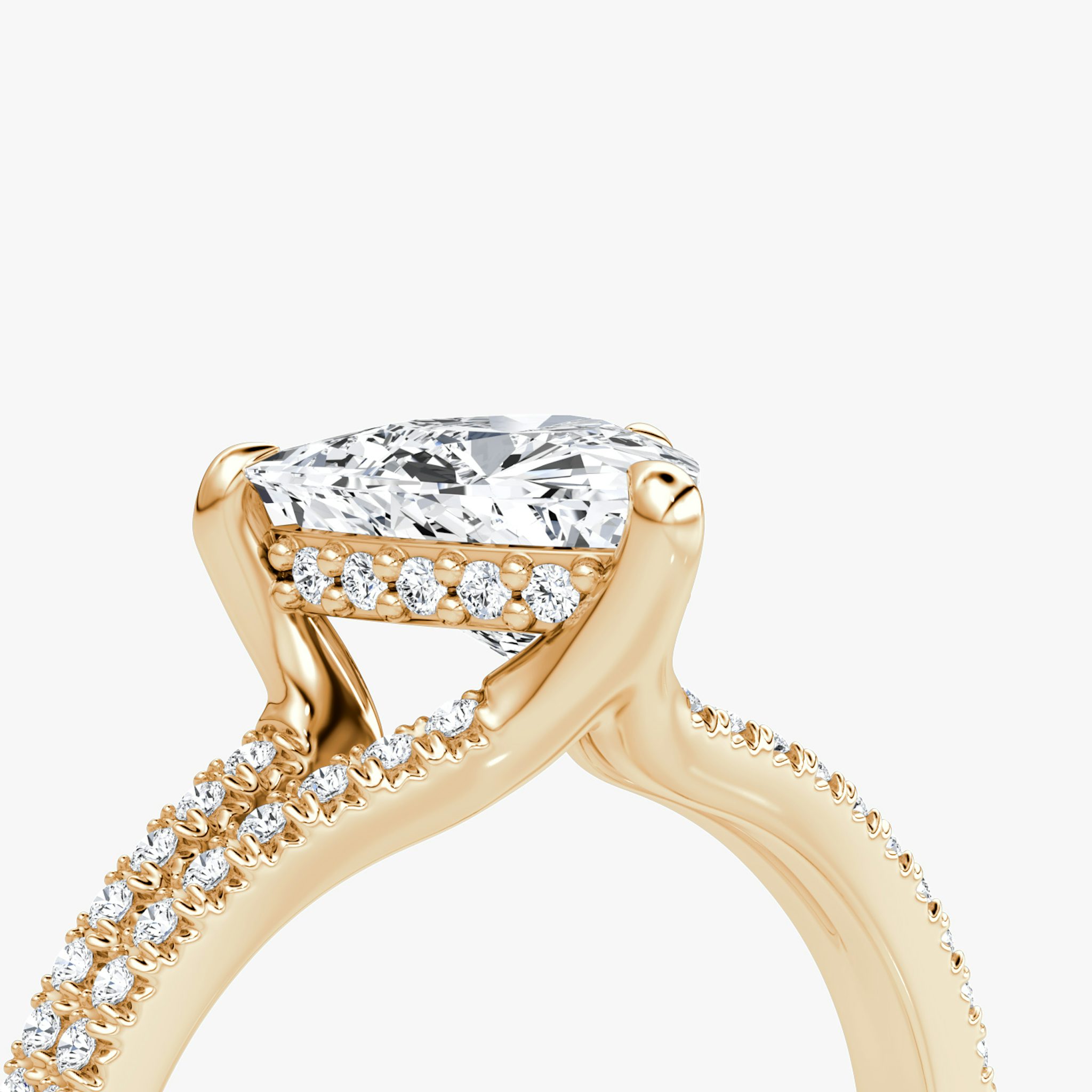 The Floating Split Band | Trillion | 14k | Rose Gold | bandAccent: Pavé | diamondOrientation: vertical | caratWeight: other